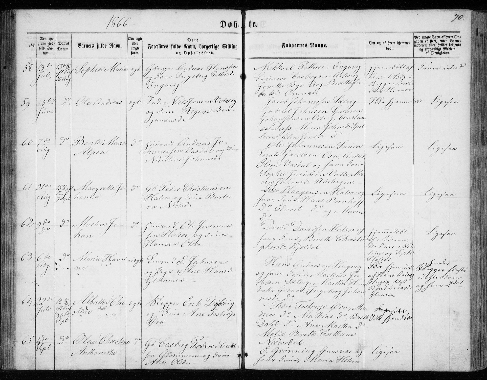 Ministerialprotokoller, klokkerbøker og fødselsregistre - Nordland, AV/SAT-A-1459/843/L0634: Klokkerbok nr. 843C03, 1860-1884, s. 70