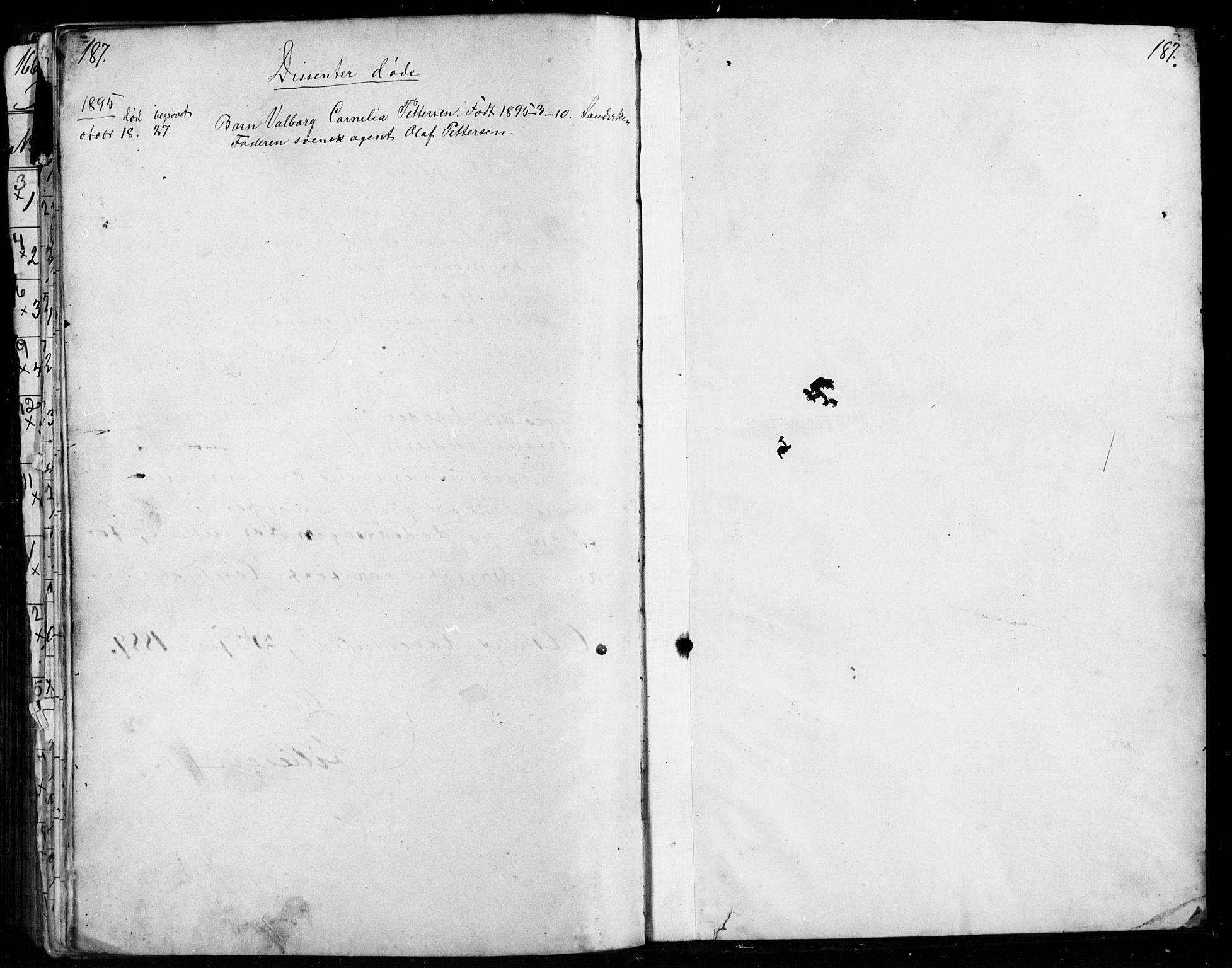 Asker prestekontor Kirkebøker, SAO/A-10256a/G/Gc/L0003: Klokkerbok nr. III 3, 1884-1897, s. 187