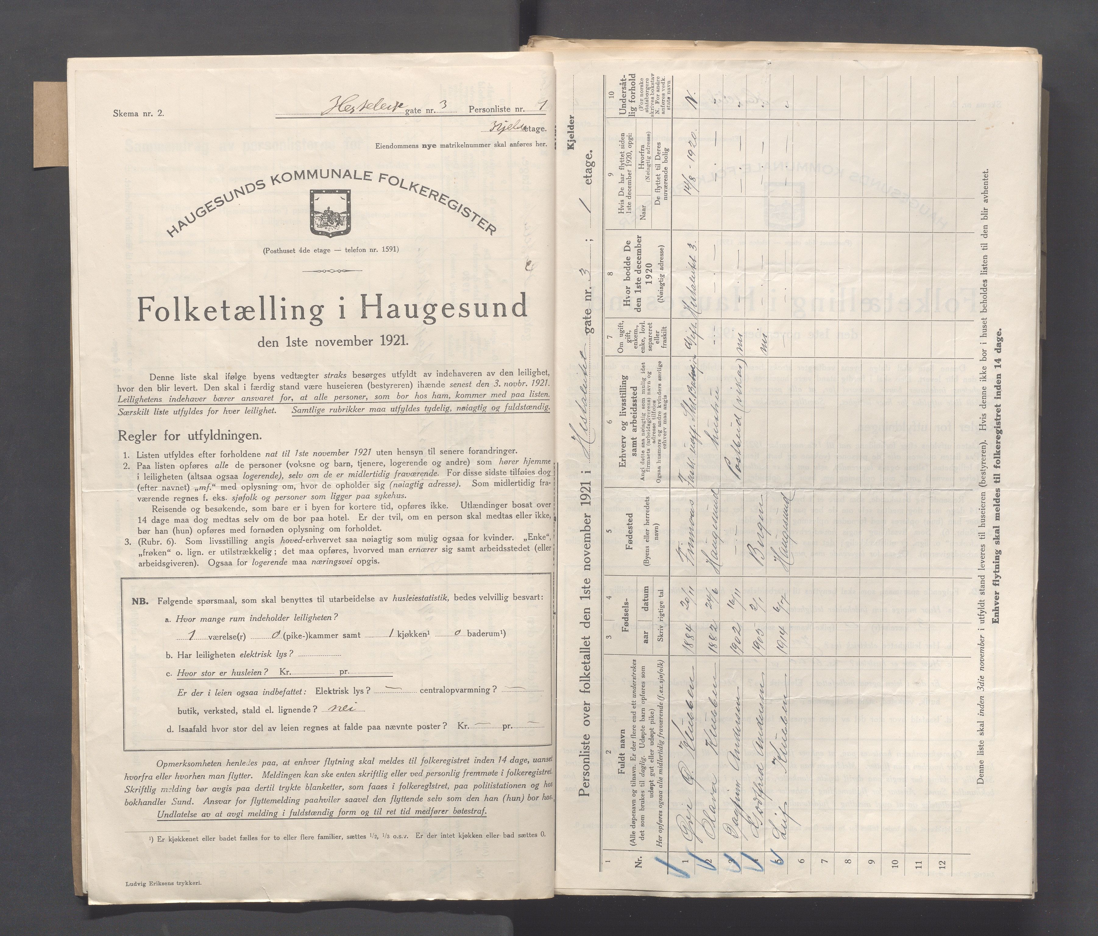 IKAR, Kommunal folketelling 1.11.1921 for Haugesund, 1921, s. 2249