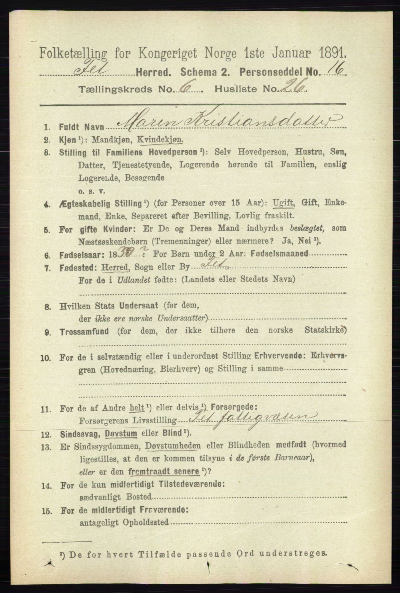 RA, Folketelling 1891 for 0227 Fet herred, 1891, s. 2119