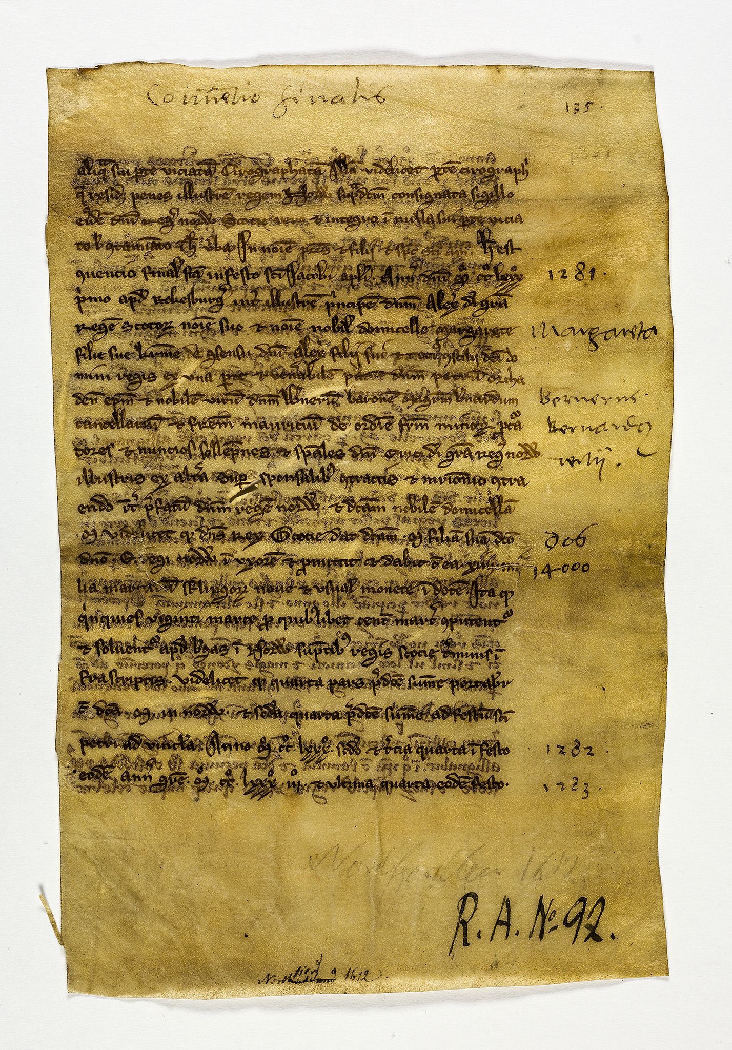 Riksarkivets diplomsamling, RA/EA-5965/F26/L0007: Norrøne membranfragmenter bestand 88-101, u.nr., 1100-1536, s. 45