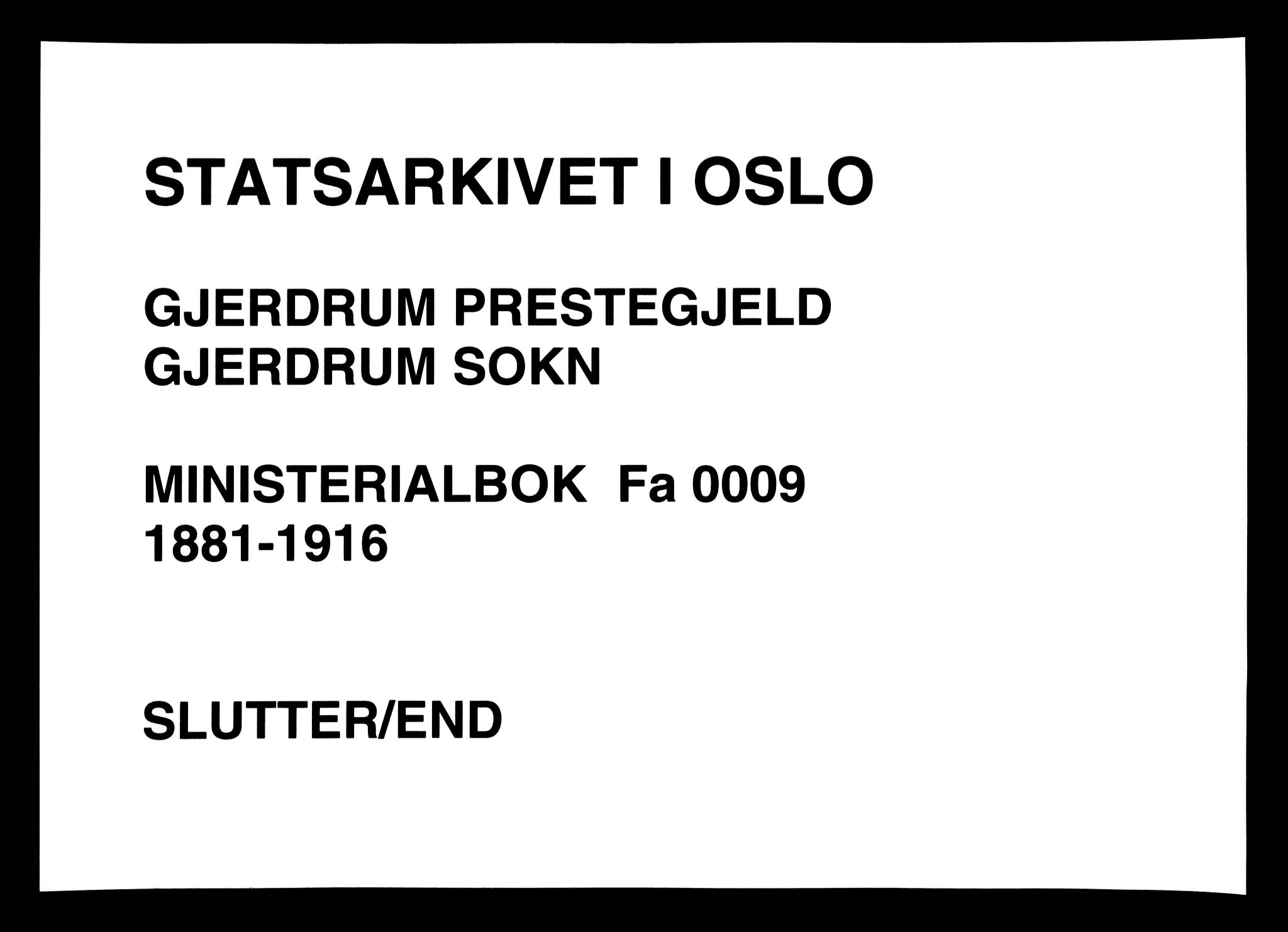 Gjerdrum prestekontor Kirkebøker, AV/SAO-A-10412b/F/Fa/L0009: Ministerialbok nr. I 9, 1881-1916