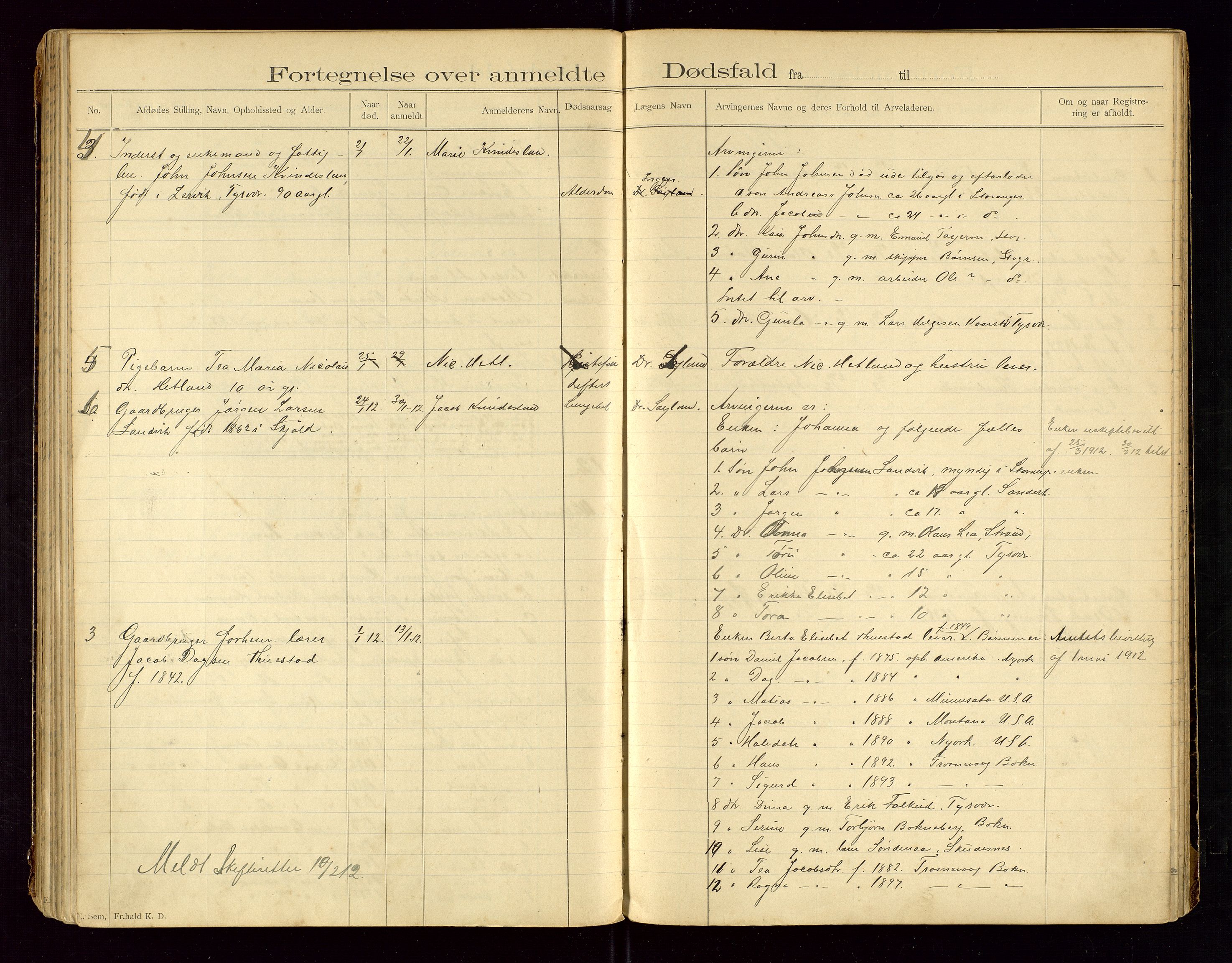 Tysvær lensmannskontor, AV/SAST-A-100192/Gga/L0002: "Dødsfalds-Protokol for Lensmanden i Tysvær Lensmandsdistrikt", 1897-1916