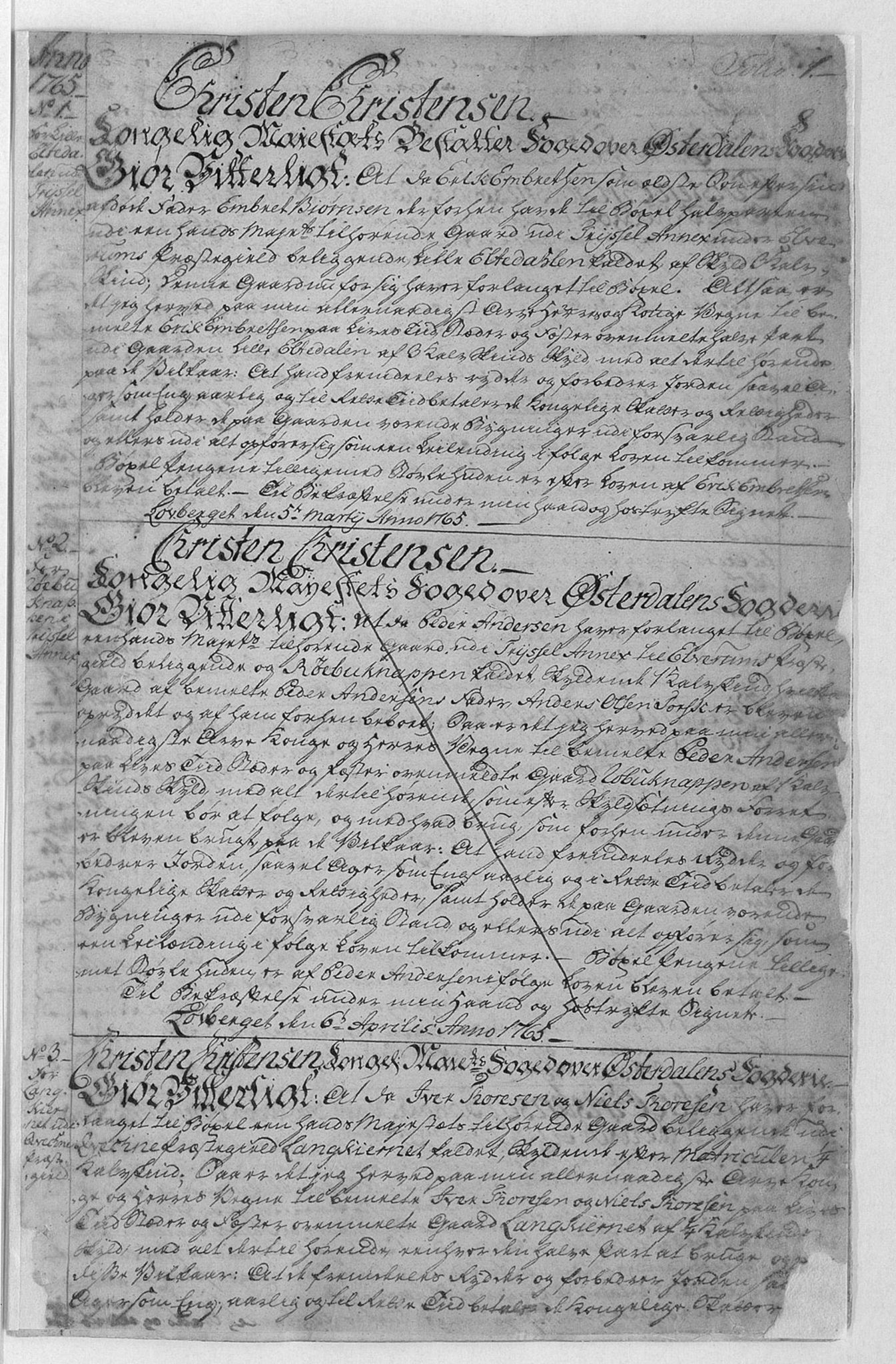 Østerdalen fogderi, AV/SAH-FOGDH-006/F/Fb/L0001: Bygselsprotokoll, 1765-1822, s. 1a