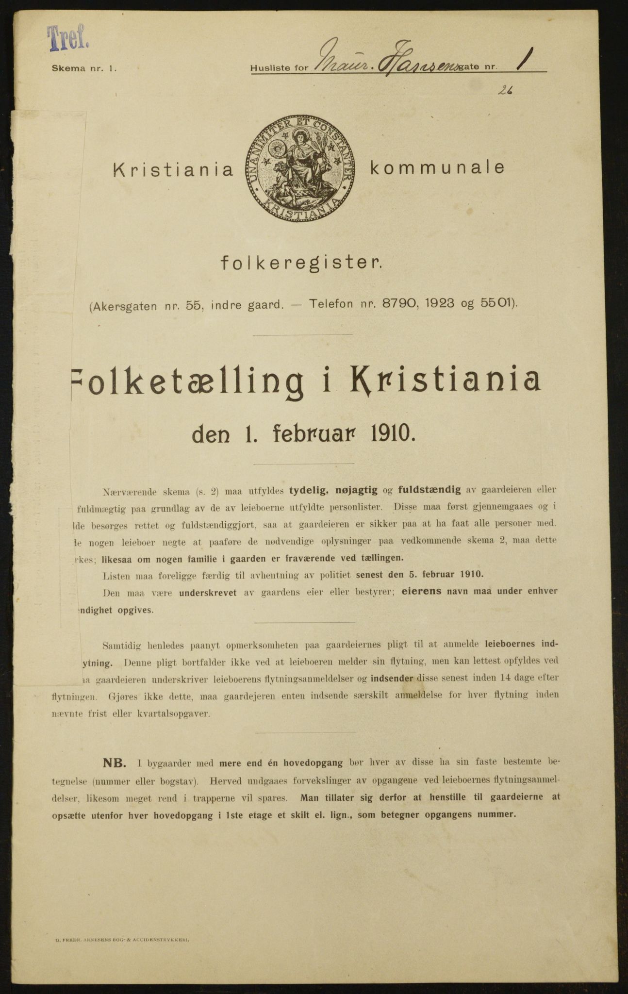 OBA, Kommunal folketelling 1.2.1910 for Kristiania, 1910, s. 62709