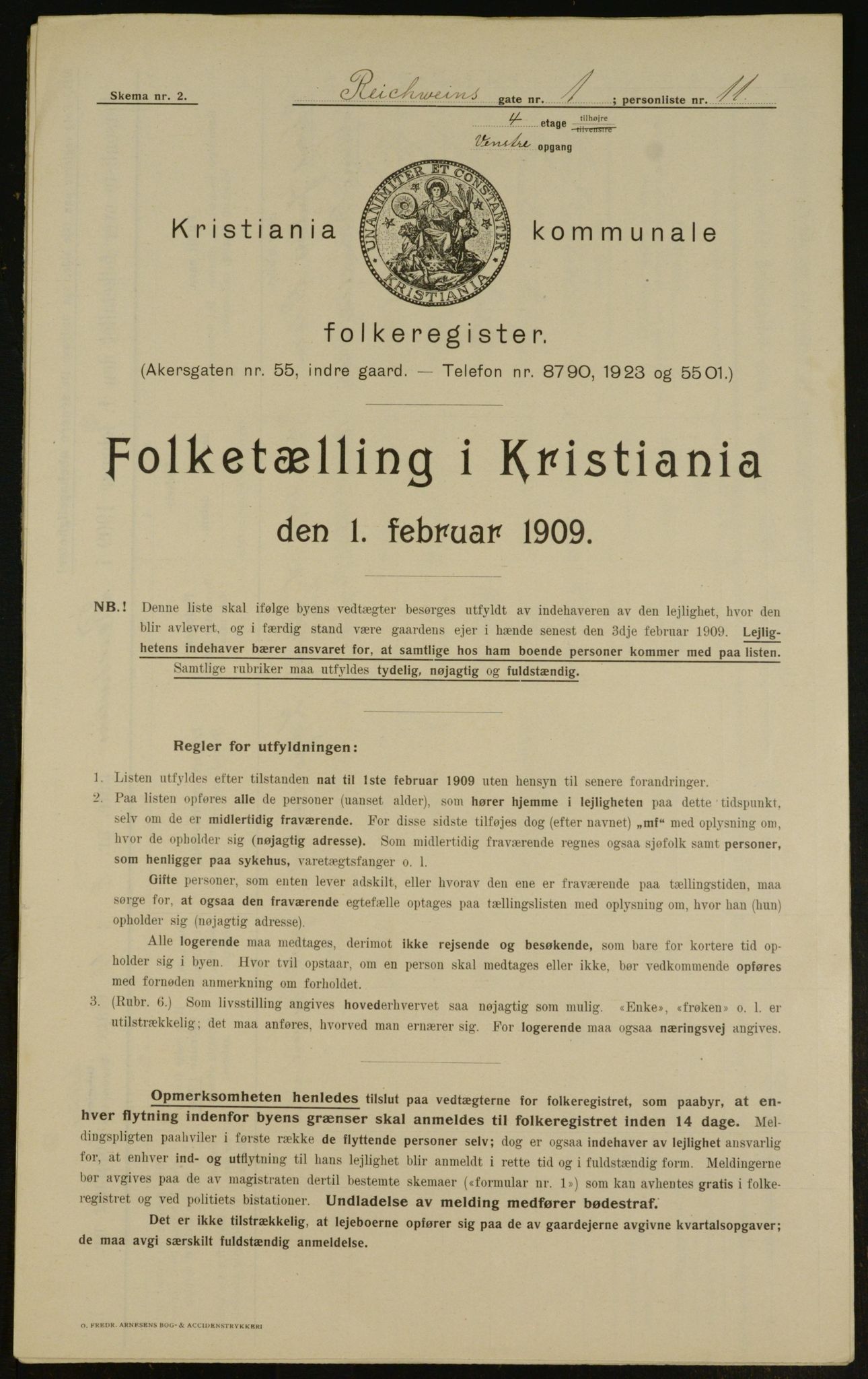 OBA, Kommunal folketelling 1.2.1909 for Kristiania kjøpstad, 1909, s. 74936