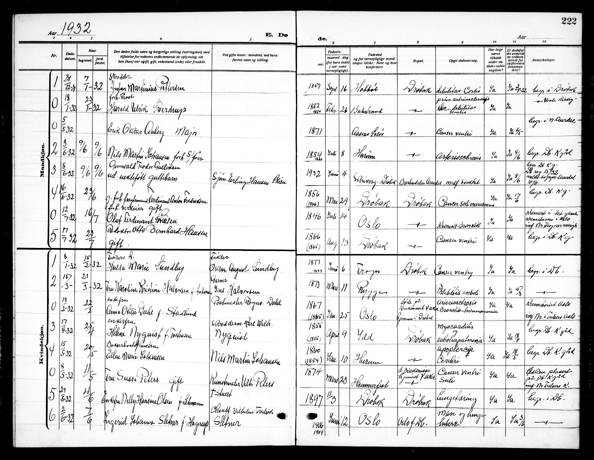 Drøbak prestekontor Kirkebøker, AV/SAO-A-10142a/G/Ga/L0002: Klokkerbok nr. I 2, 1917-1932, s. 222