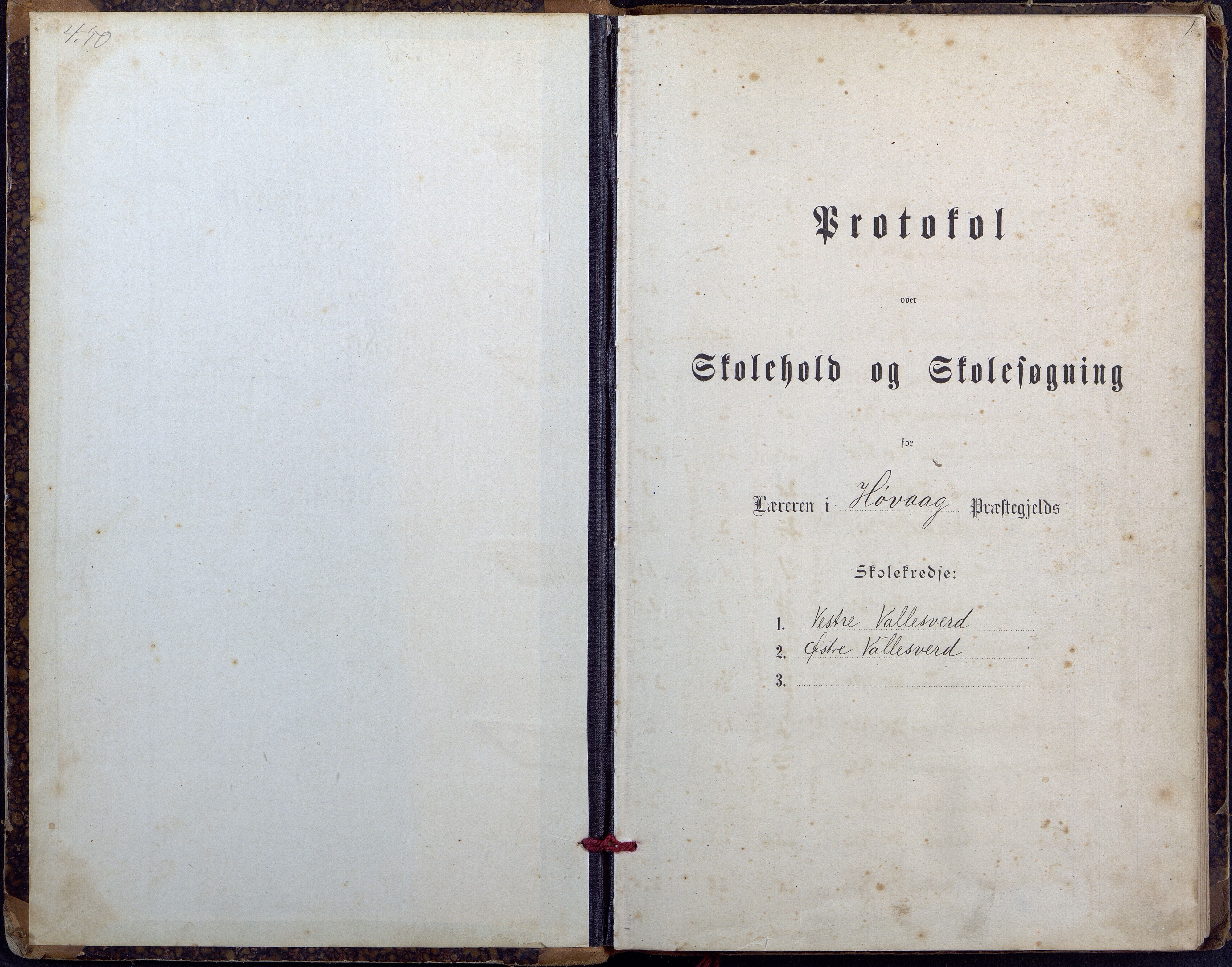 Høvåg kommune, AAKS/KA0927-PK/2/2/L0027: Østre og Vestre Vallesvær - Eksamens- og skolesøkningsprotokoll, 1900-1942, s. 1