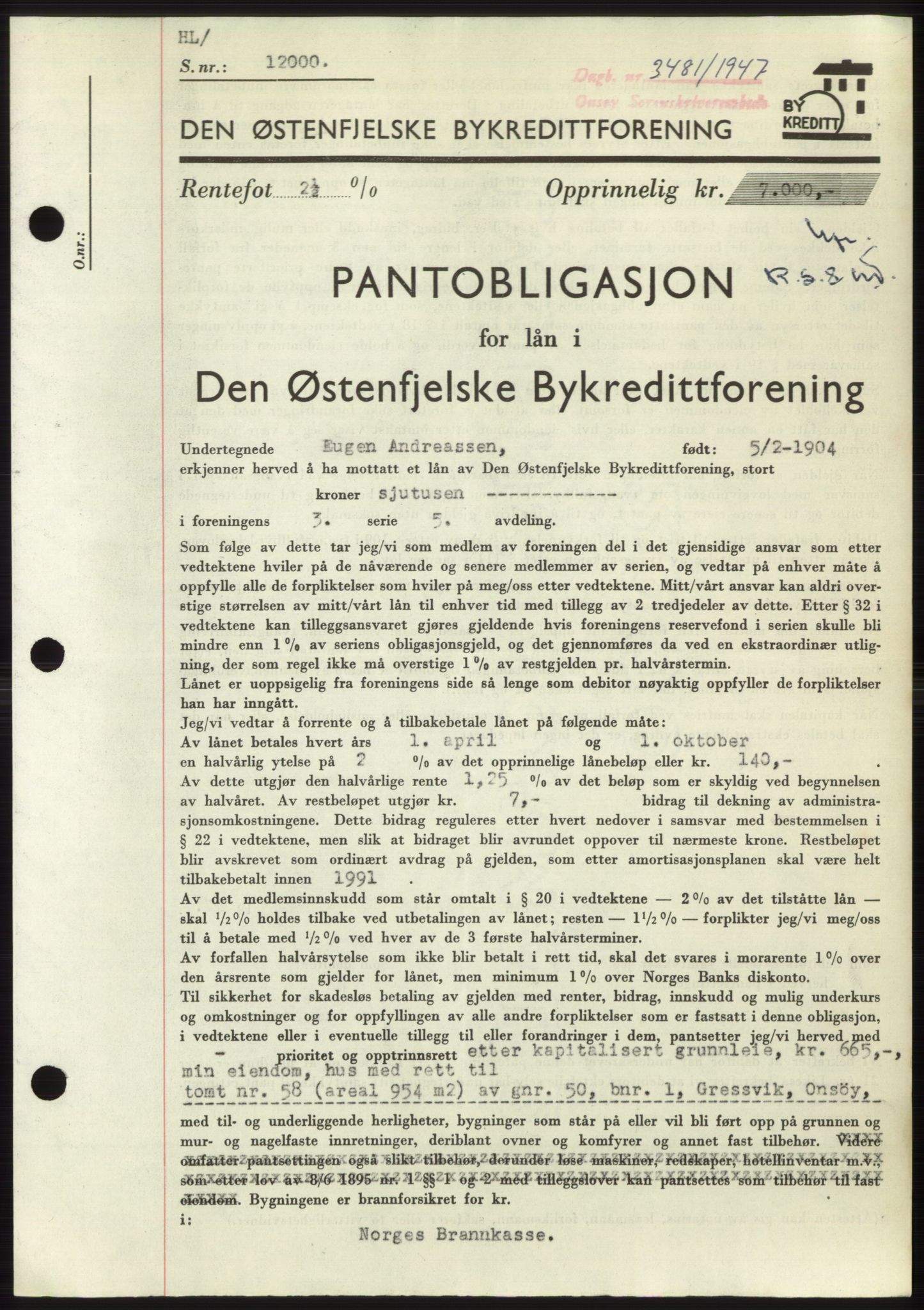 Onsøy sorenskriveri, SAO/A-10474/G/Ga/Gac/L0006: Pantebok nr. B 12-6, 1947-1948, Dagboknr: 3481/1947