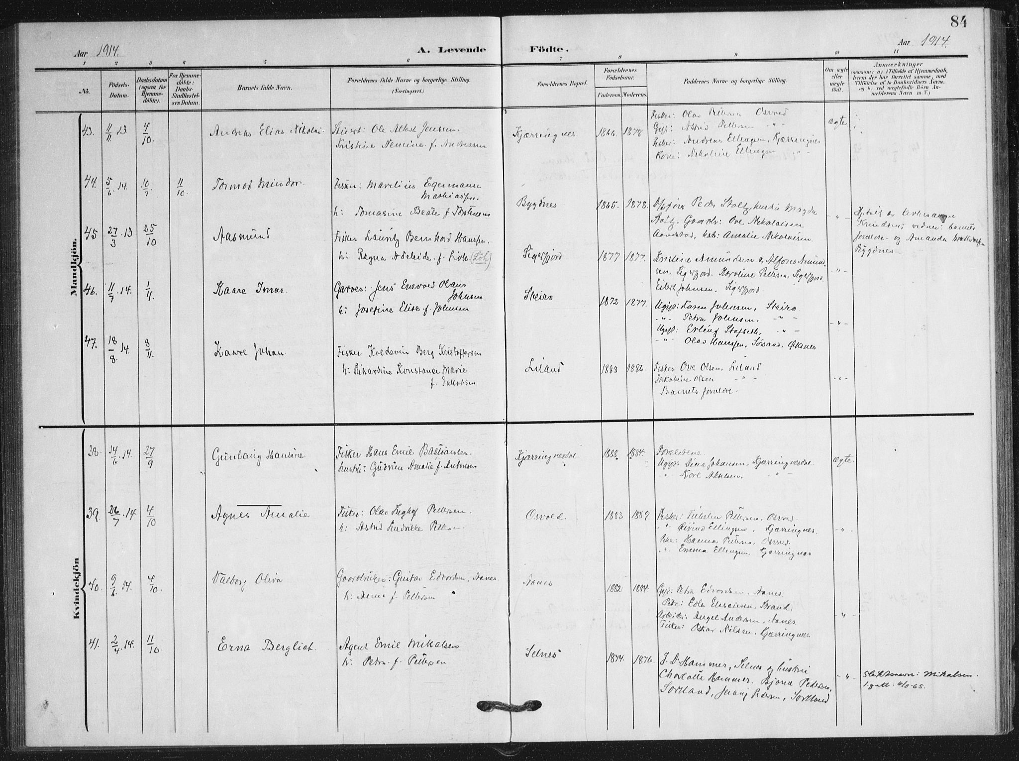 Ministerialprotokoller, klokkerbøker og fødselsregistre - Nordland, AV/SAT-A-1459/895/L1373: Ministerialbok nr. 895A08, 1905-1915, s. 84