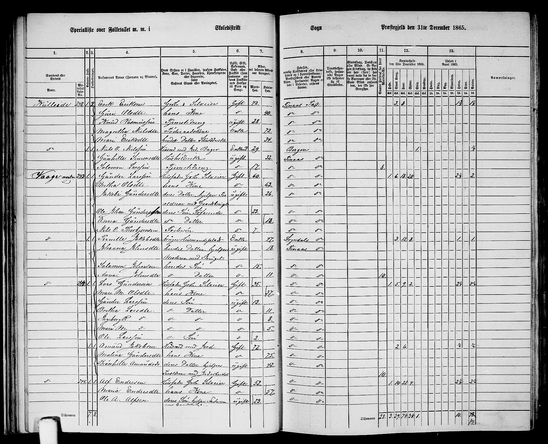 RA, Folketelling 1865 for 1218P Finnås prestegjeld, 1865, s. 30