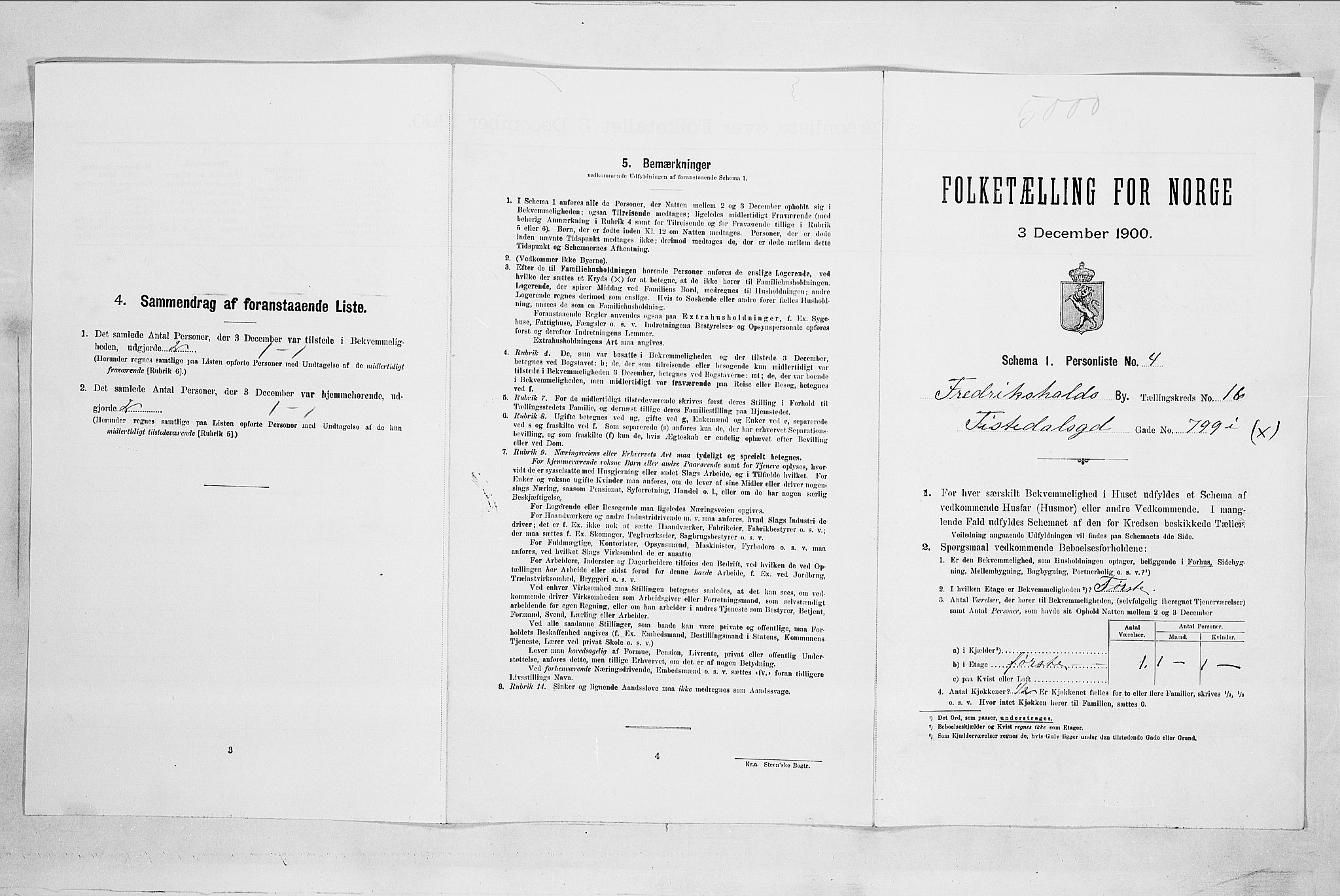 SAO, Folketelling 1900 for 0101 Fredrikshald kjøpstad, 1900