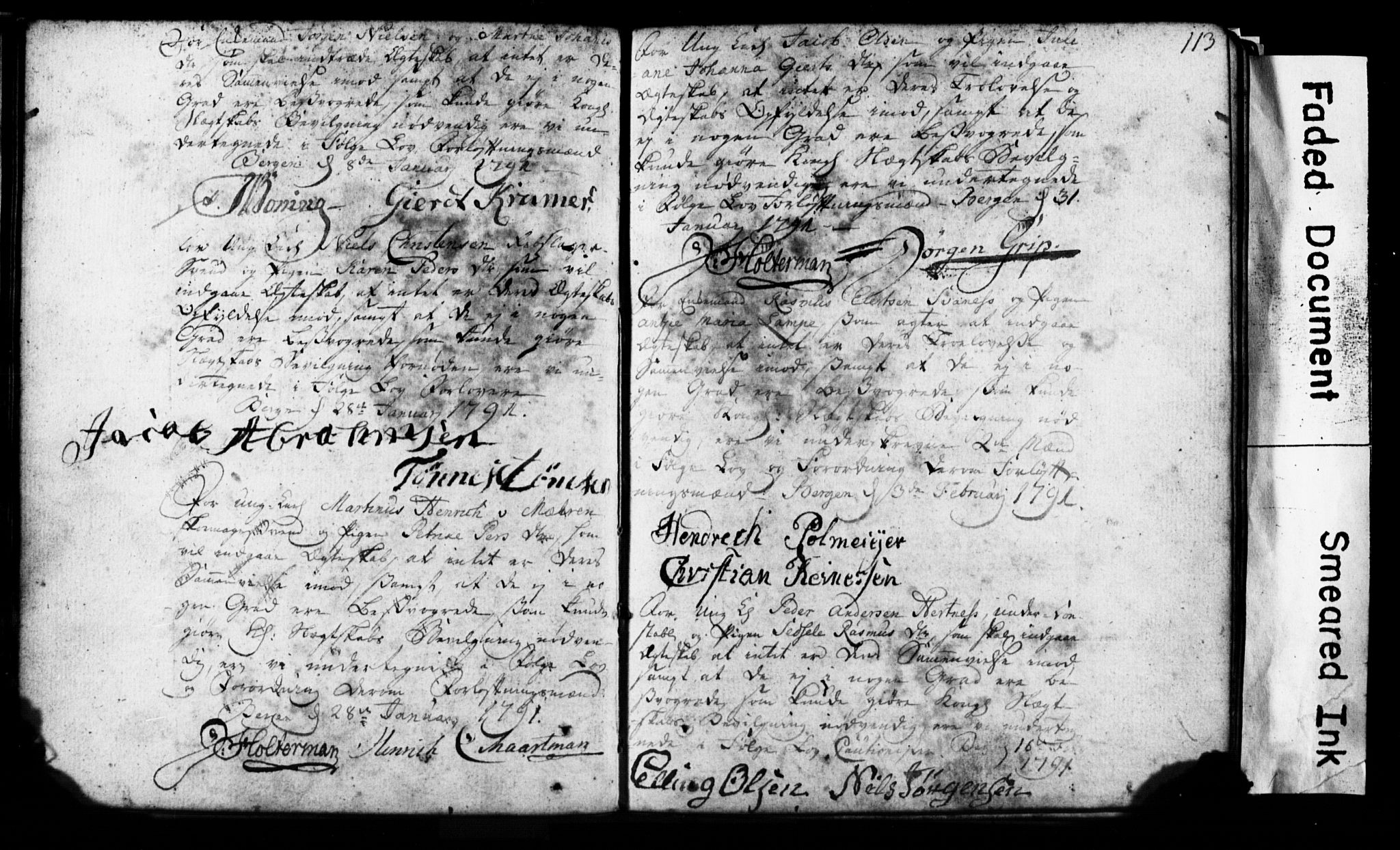 Korskirken sokneprestembete, SAB/A-76101: Forlovererklæringer nr. II.5.1, 1776-1816, s. 113