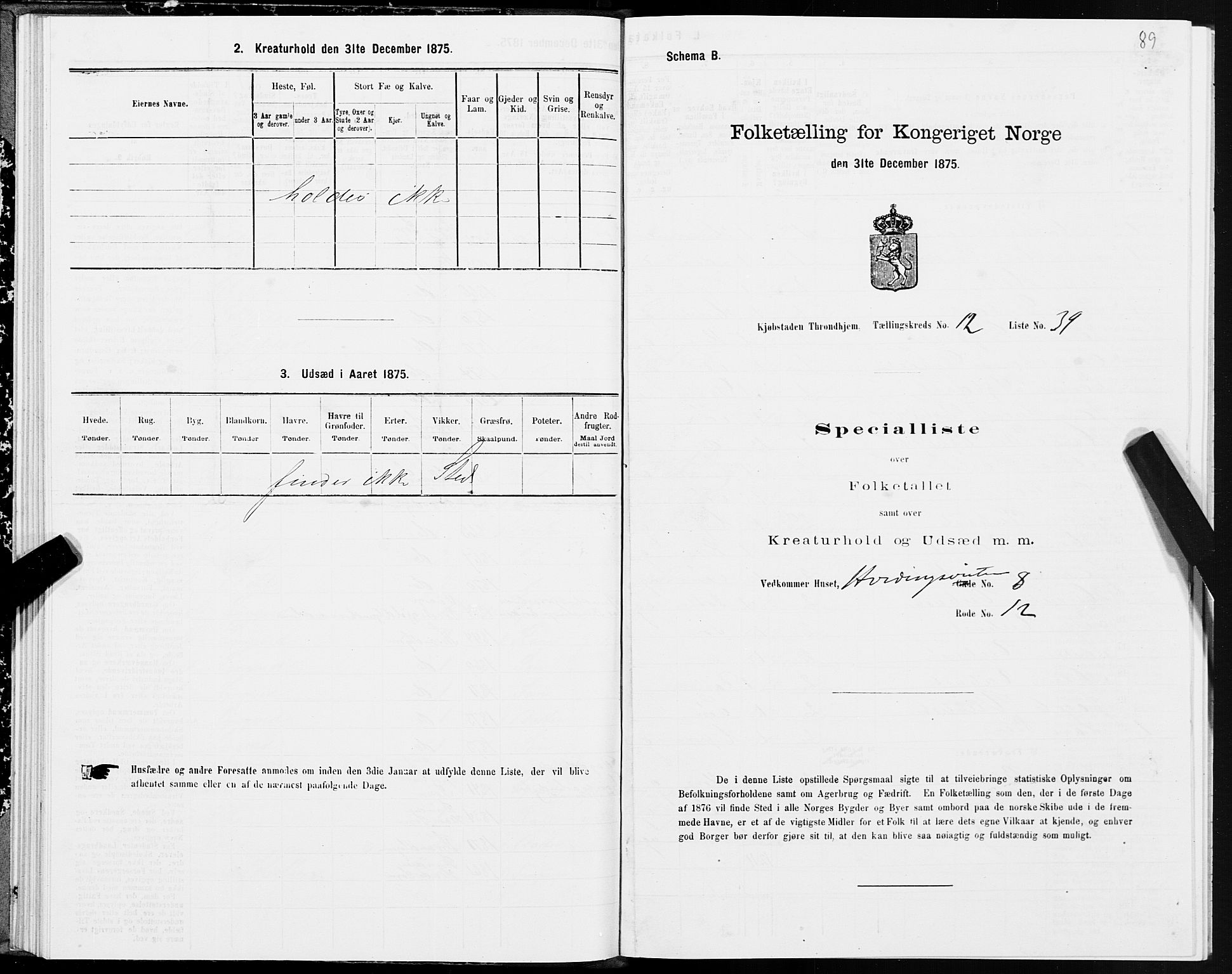 SAT, Folketelling 1875 for 1601 Trondheim kjøpstad, 1875, s. 7089