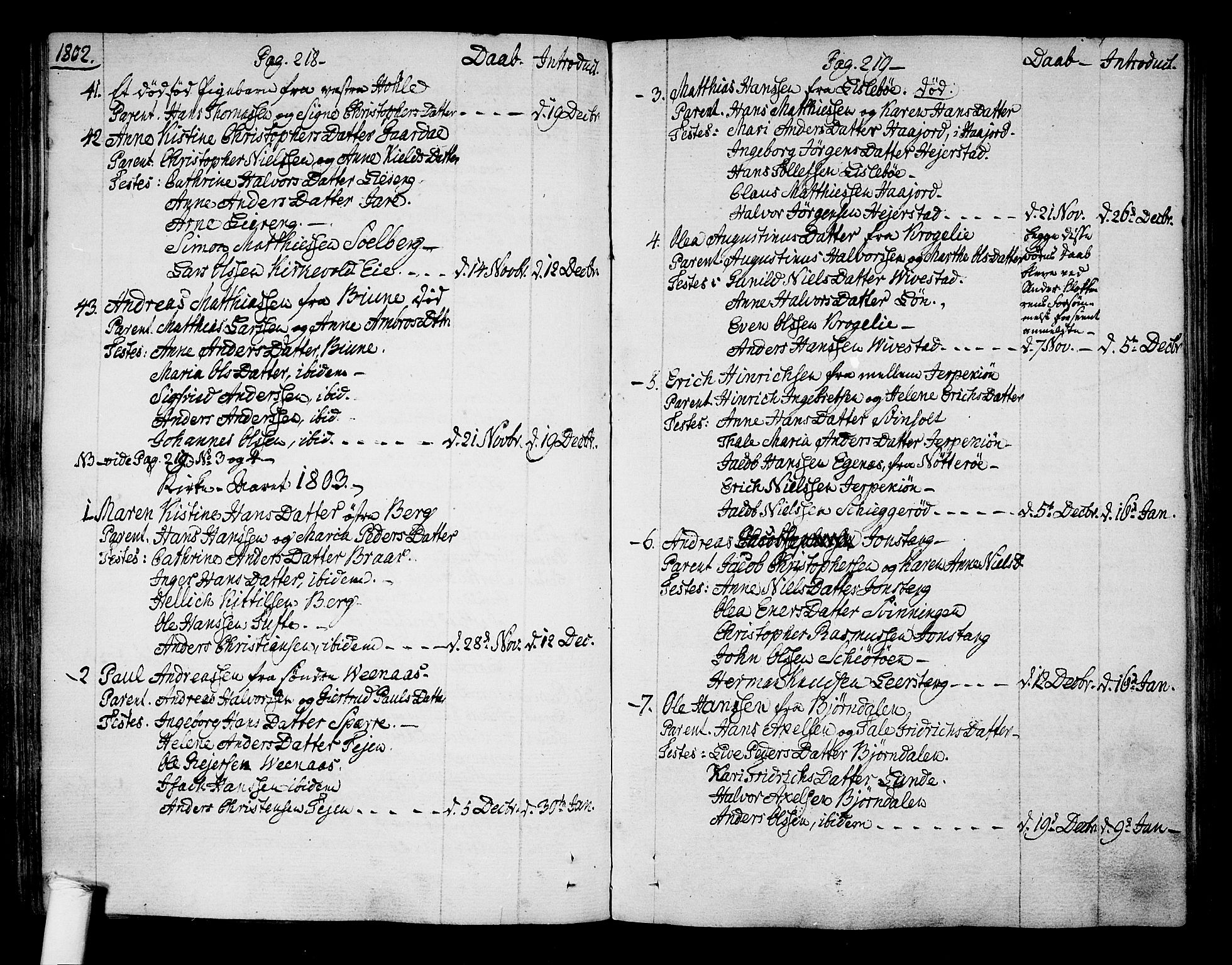 Ramnes kirkebøker, SAKO/A-314/F/Fa/L0003: Ministerialbok nr. I 3, 1790-1813, s. 218-219