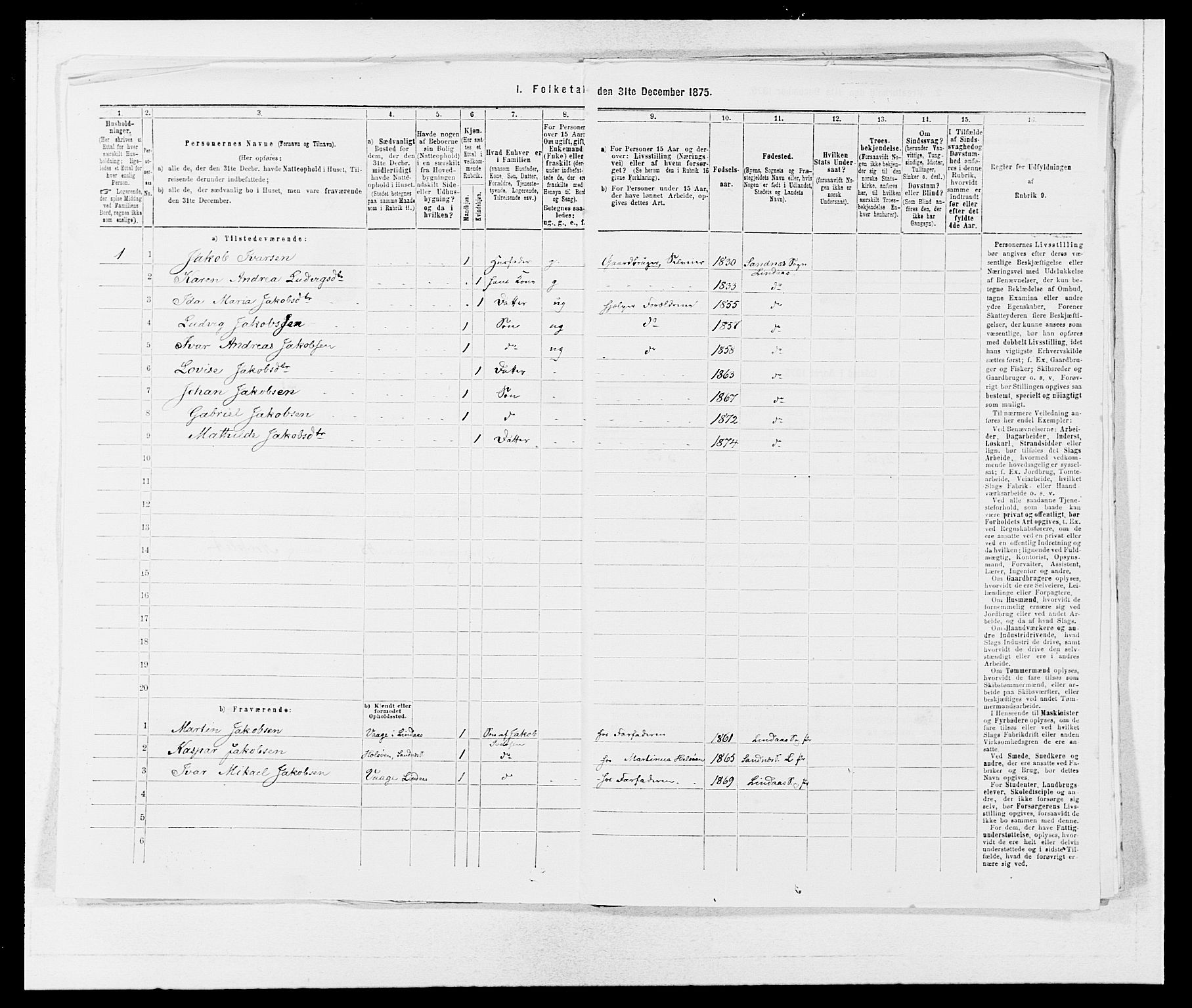 SAB, Folketelling 1875 for 1263P Lindås prestegjeld, 1875, s. 237