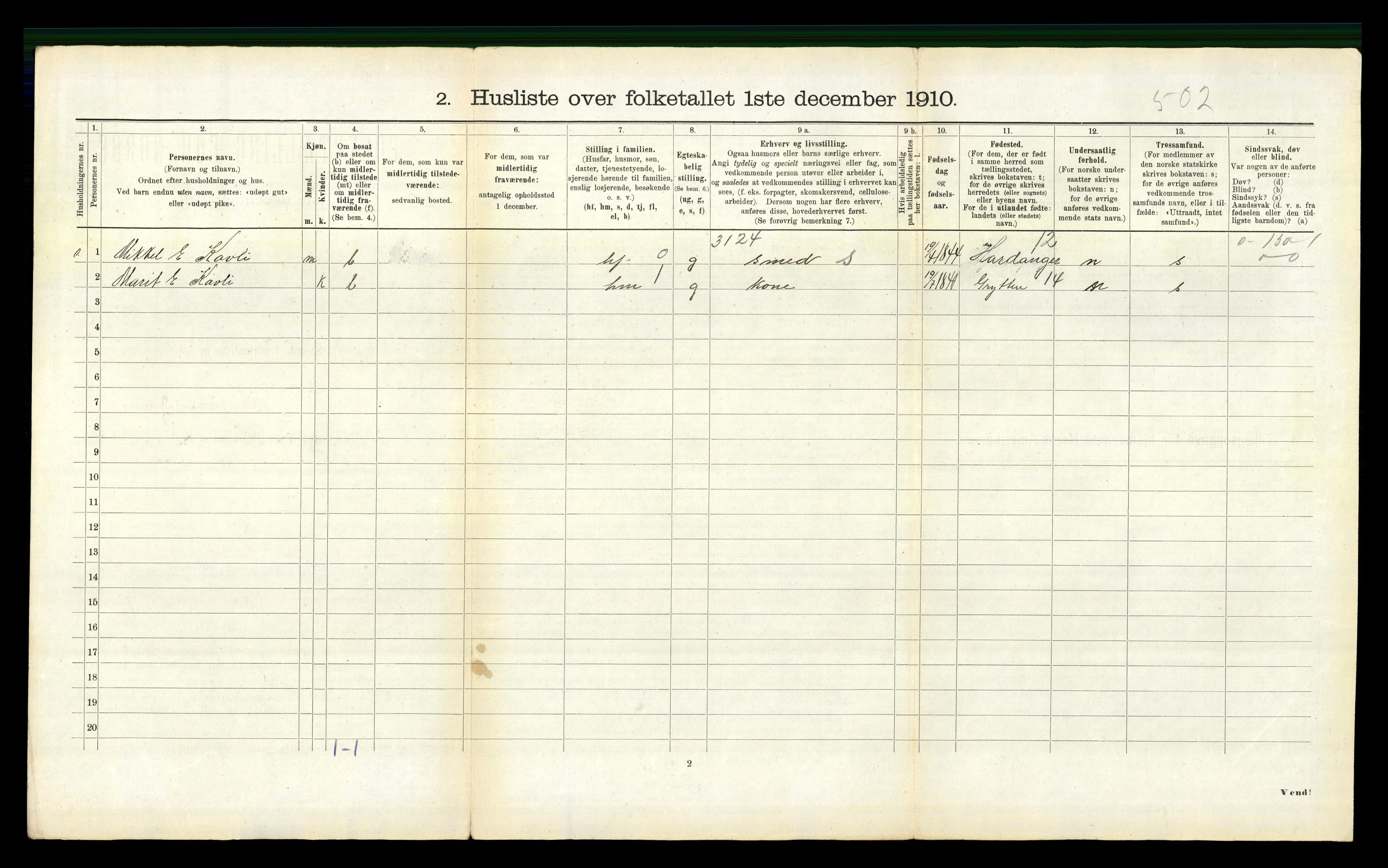 RA, Folketelling 1910 for 1540 Hen herred, 1910, s. 328