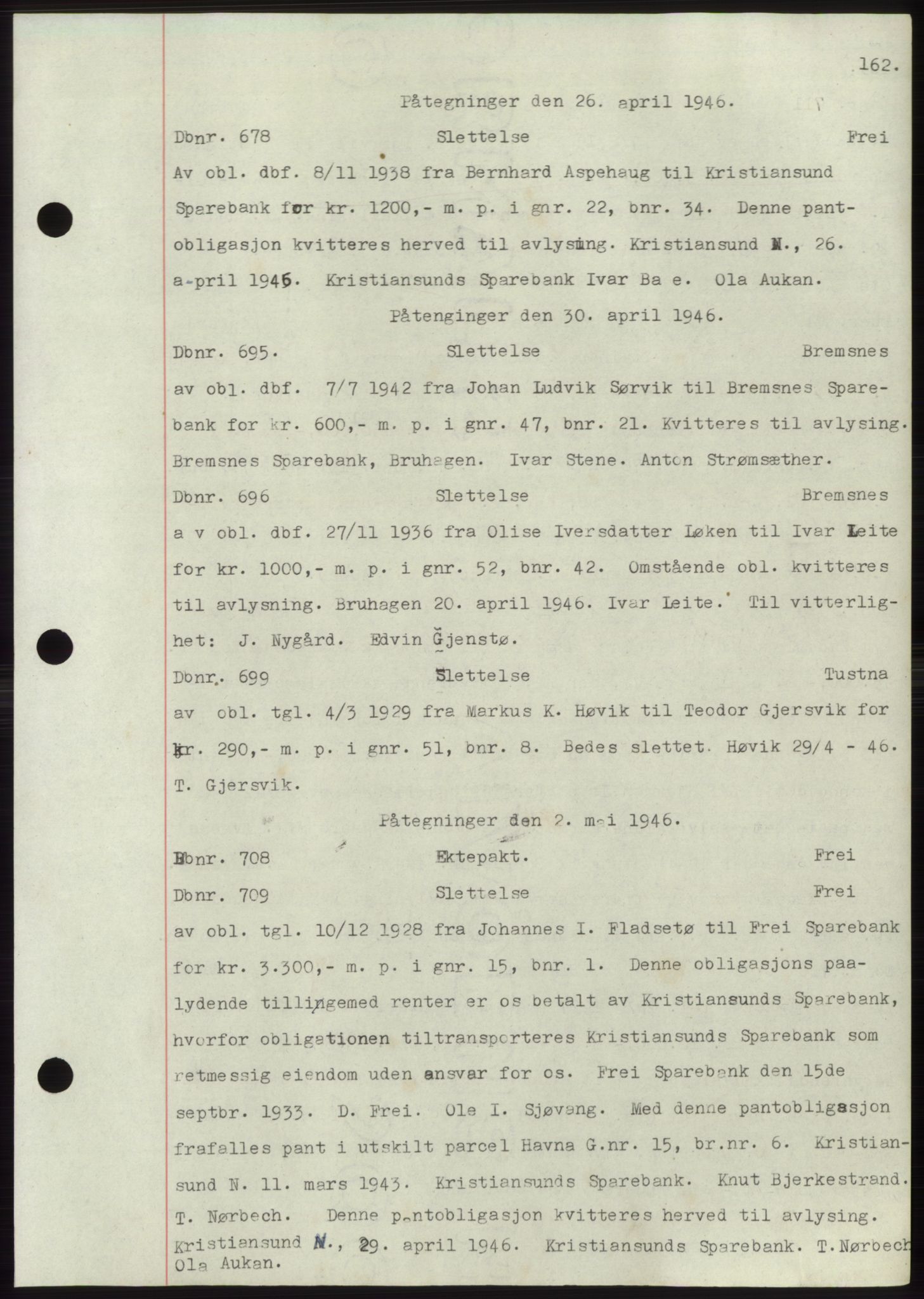 Nordmøre sorenskriveri, SAT/A-4132/1/2/2Ca: Pantebok nr. C82b, 1946-1951, Dagboknr: 678/1946
