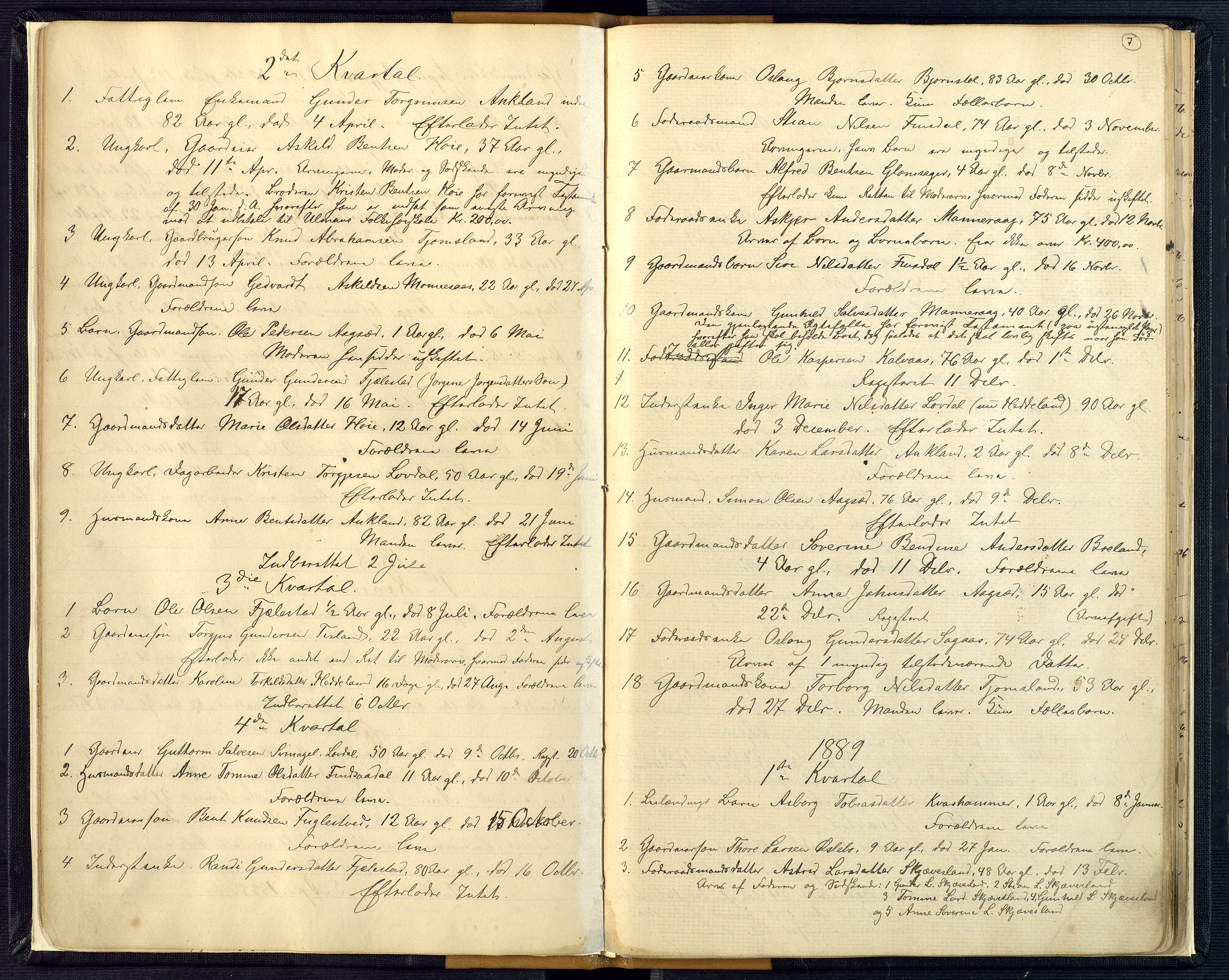 Mandal sorenskriveri, AV/SAK-1221-0005/001/H/Ha/L0016: Dødsfall Øyslebø og Laudal nr 15, 1882-1913, s. 7