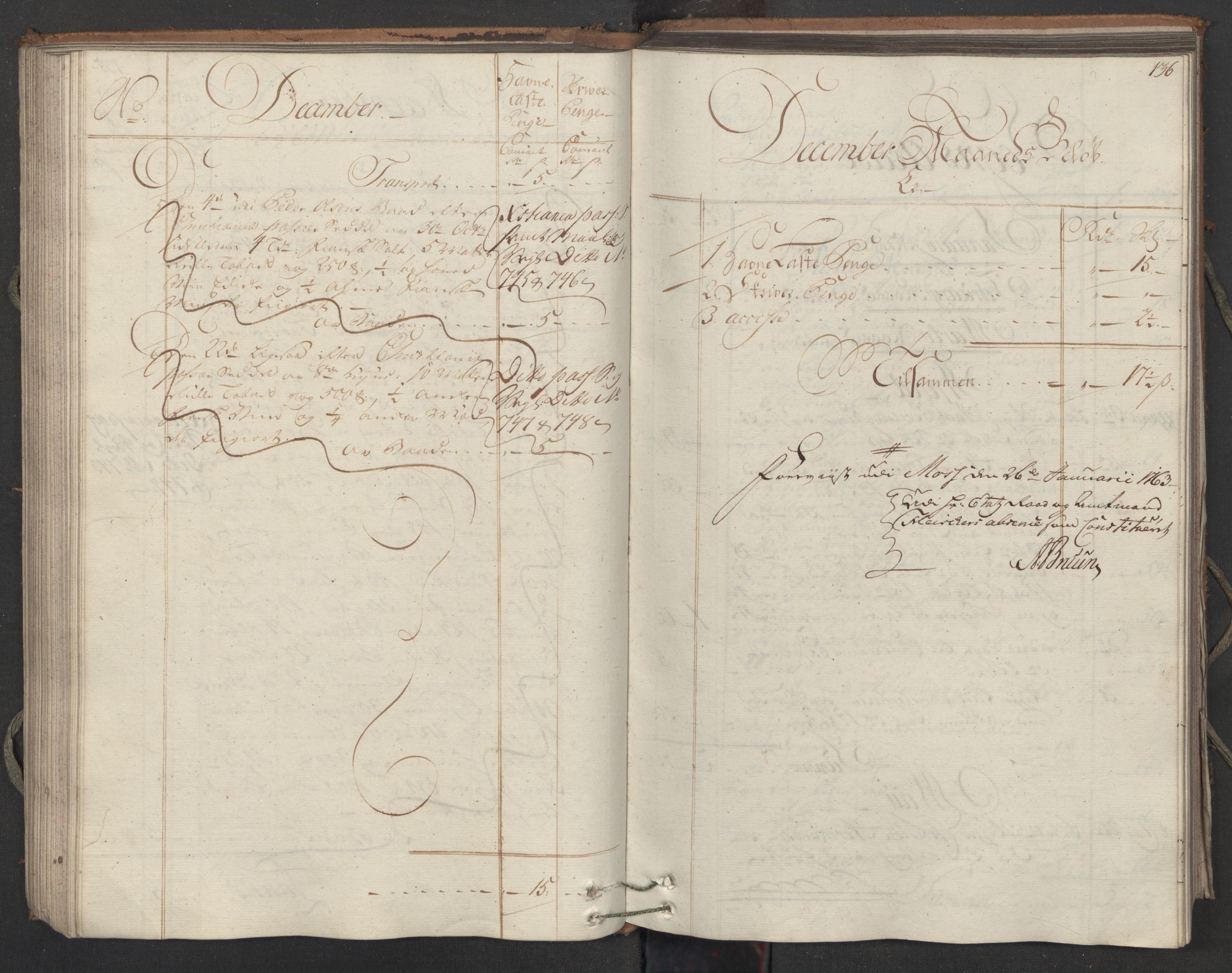 Generaltollkammeret, tollregnskaper, AV/RA-EA-5490/R05/L0038/0001: Tollregnskaper Moss, Son, Krokstad / Inngående hovedtollbok, 1762, s. 135b-136a