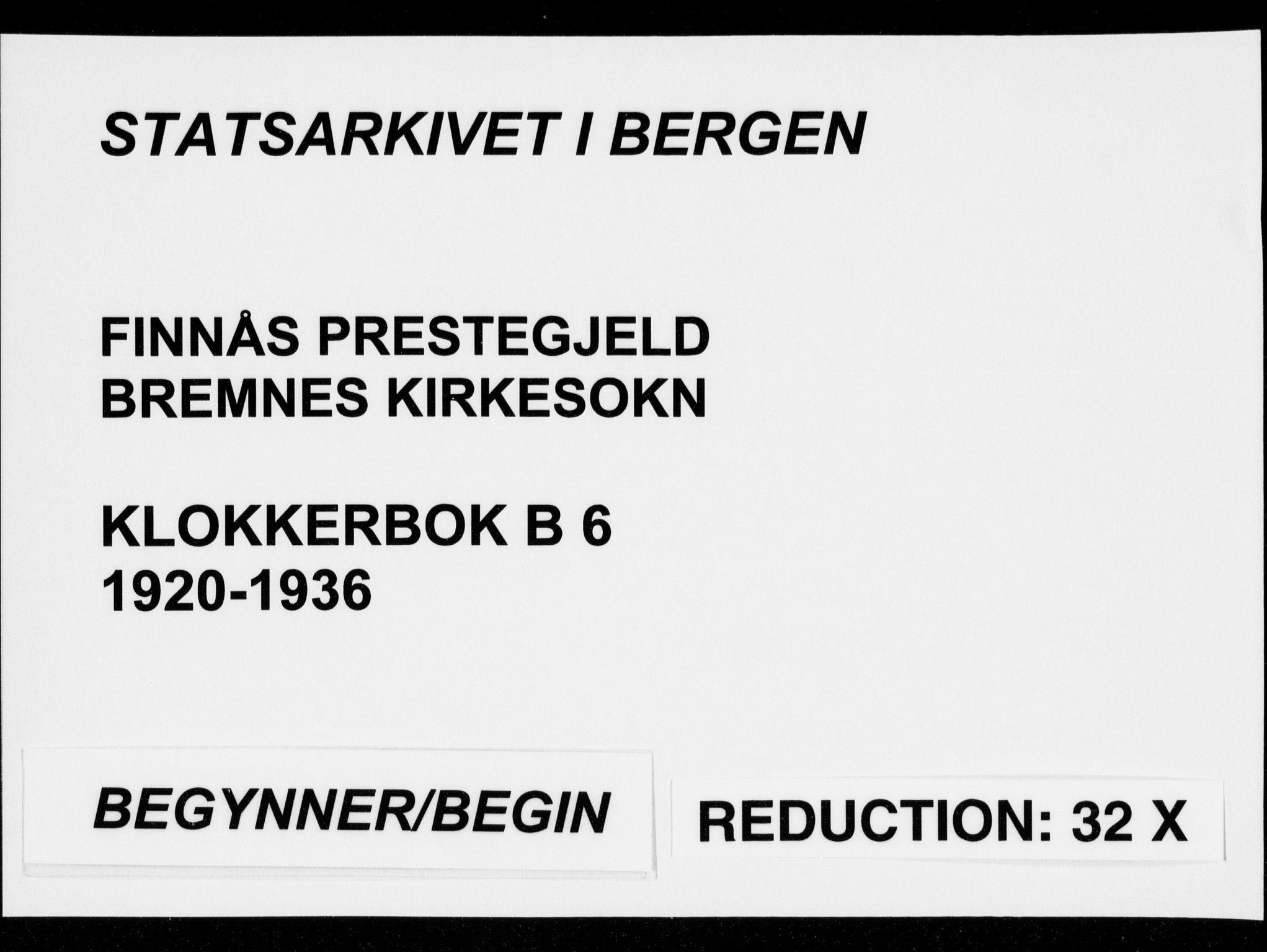 Finnås sokneprestembete, SAB/A-99925/H/Ha/Hab/Habb/L0006: Klokkerbok nr. B 6, 1920-1936