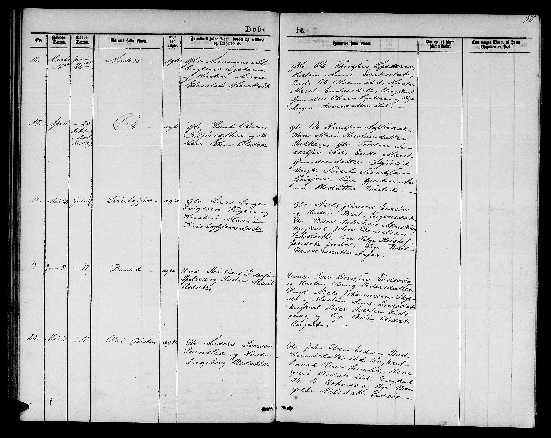 Ministerialprotokoller, klokkerbøker og fødselsregistre - Møre og Romsdal, AV/SAT-A-1454/551/L0630: Klokkerbok nr. 551C02, 1867-1885, s. 50