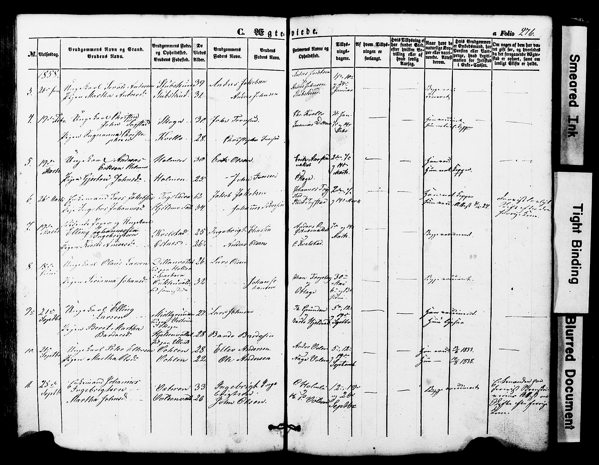 Ministerialprotokoller, klokkerbøker og fødselsregistre - Nord-Trøndelag, SAT/A-1458/724/L0268: Klokkerbok nr. 724C04, 1846-1878, s. 276