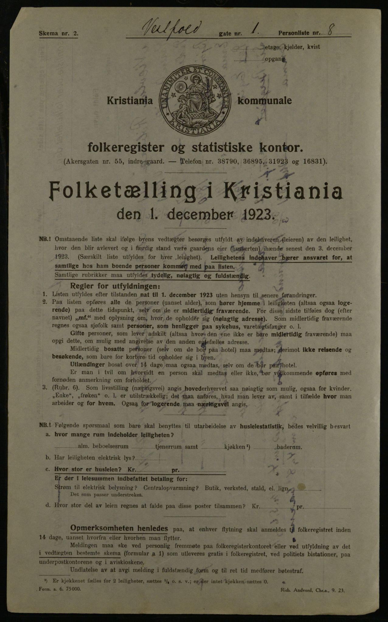 OBA, Kommunal folketelling 1.12.1923 for Kristiania, 1923, s. 135211