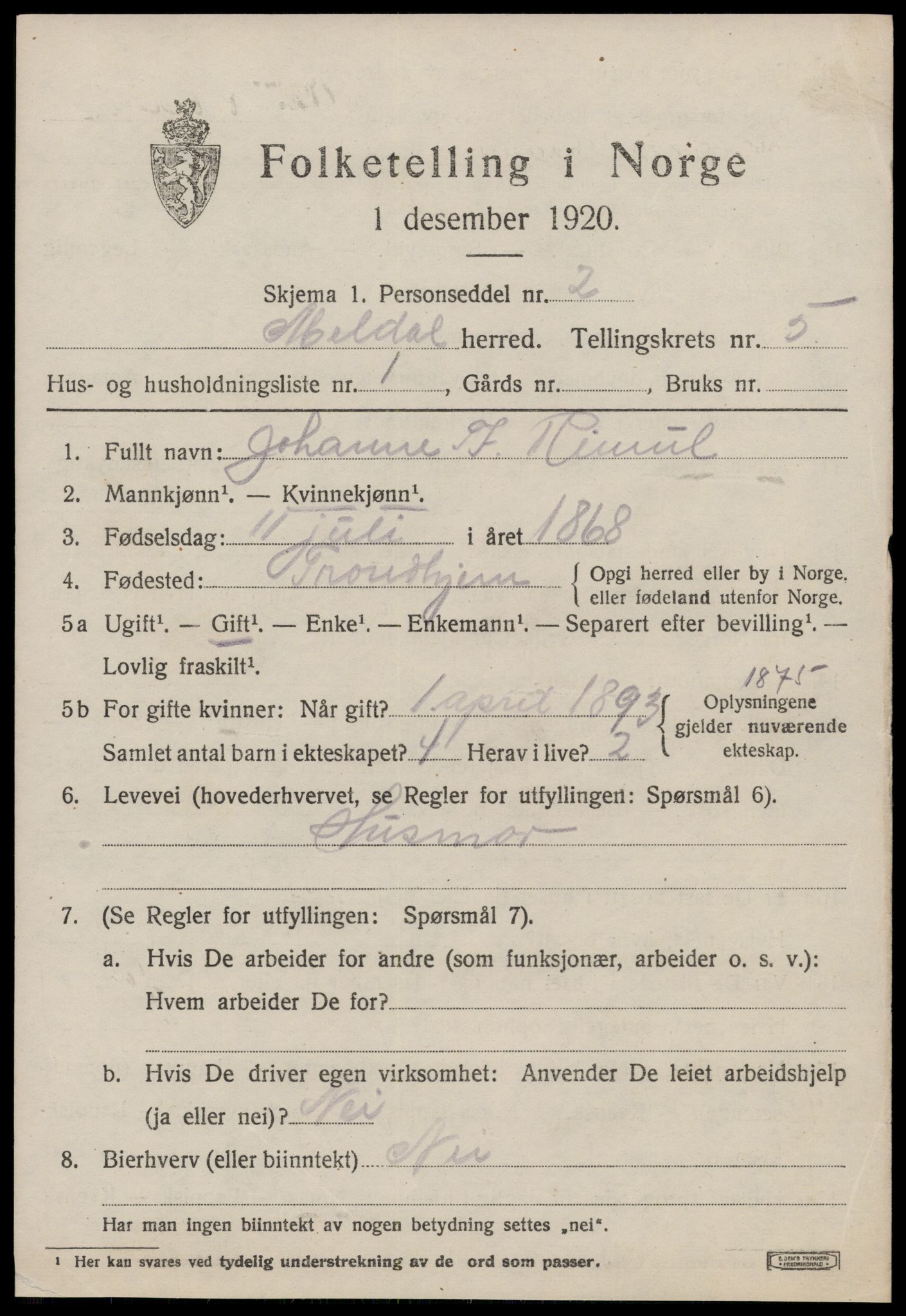 SAT, Folketelling 1920 for 1636 Meldal herred, 1920, s. 4441