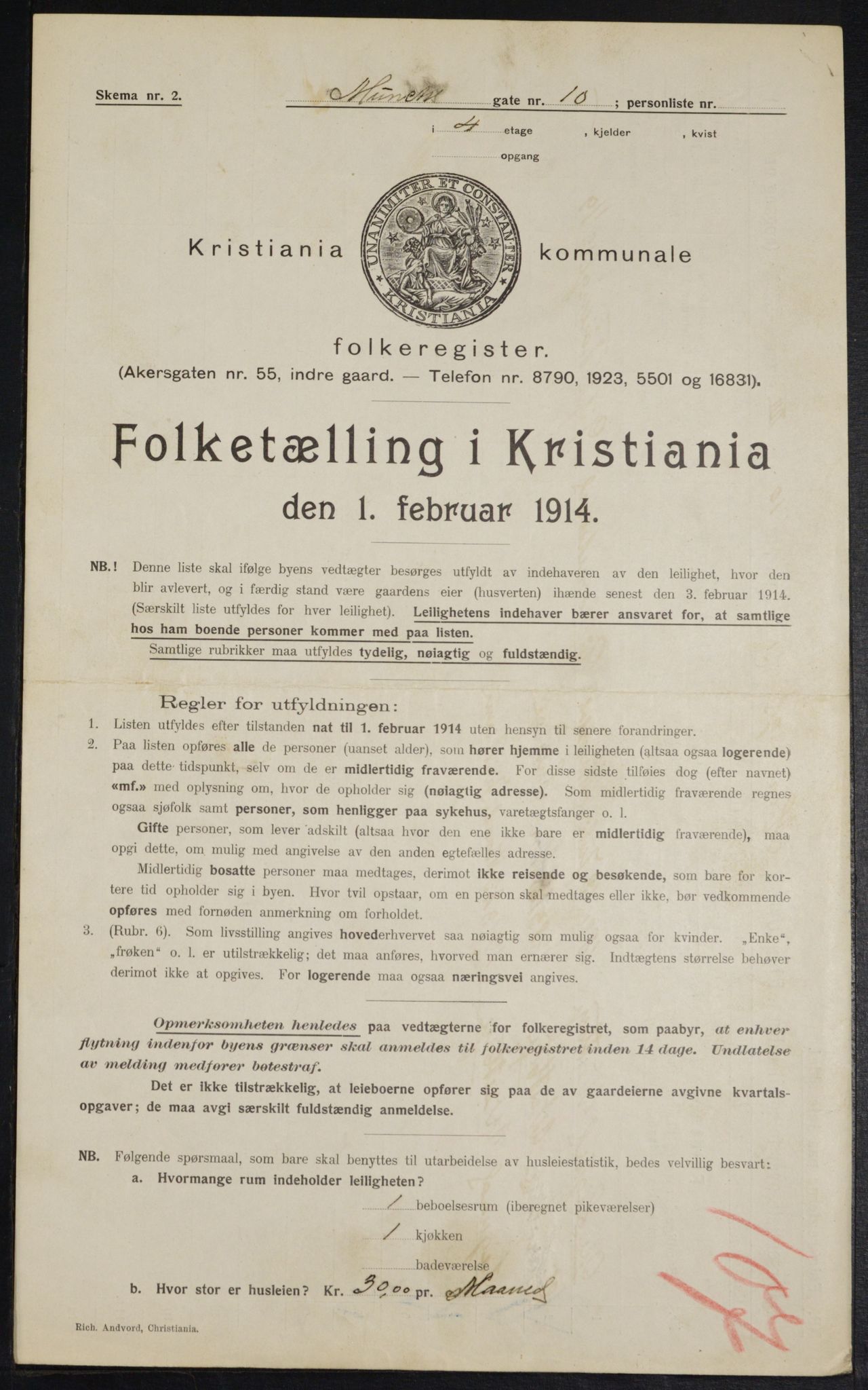 OBA, Kommunal folketelling 1.2.1914 for Kristiania, 1914, s. 66678