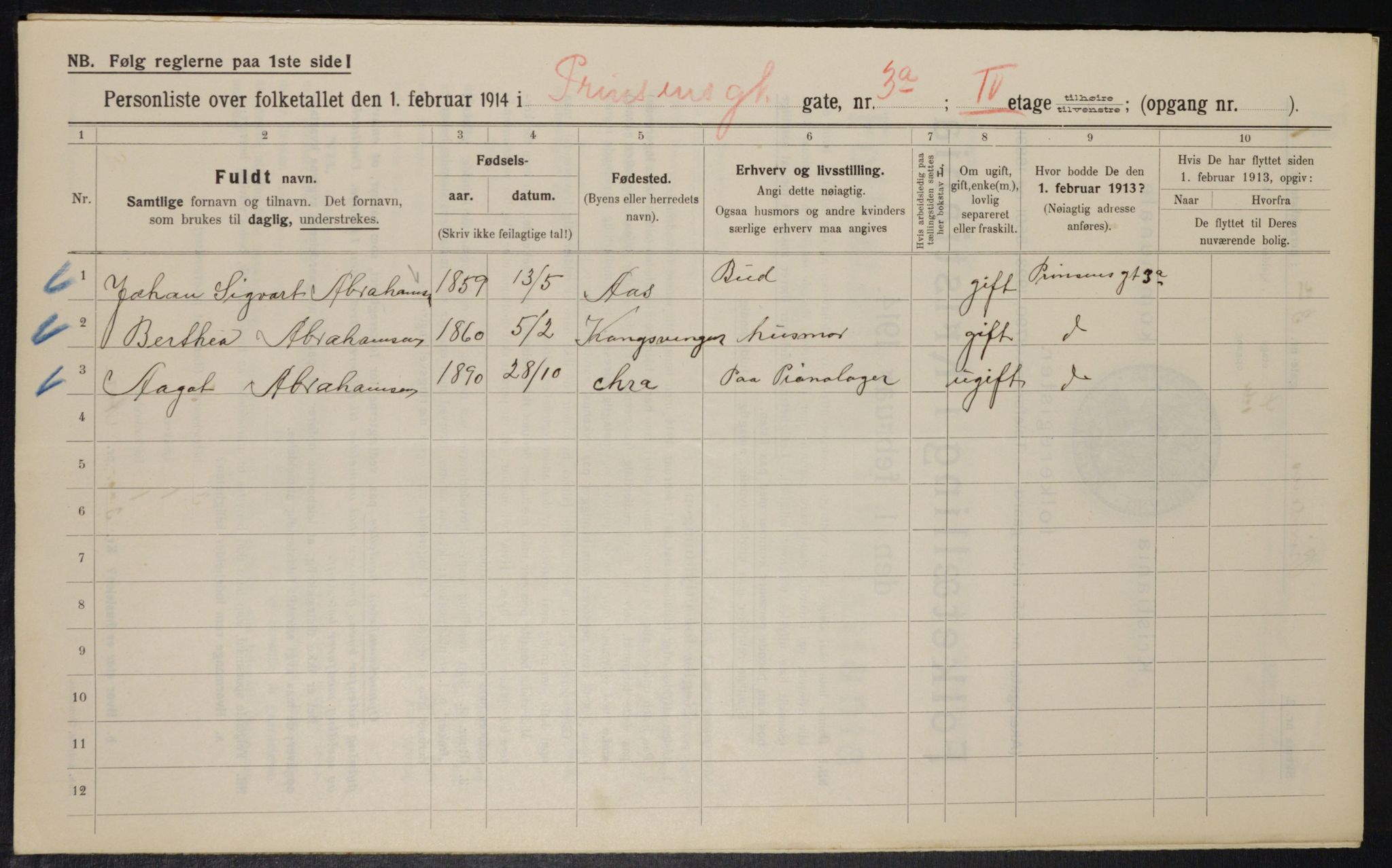 OBA, Kommunal folketelling 1.2.1914 for Kristiania, 1914, s. 81265