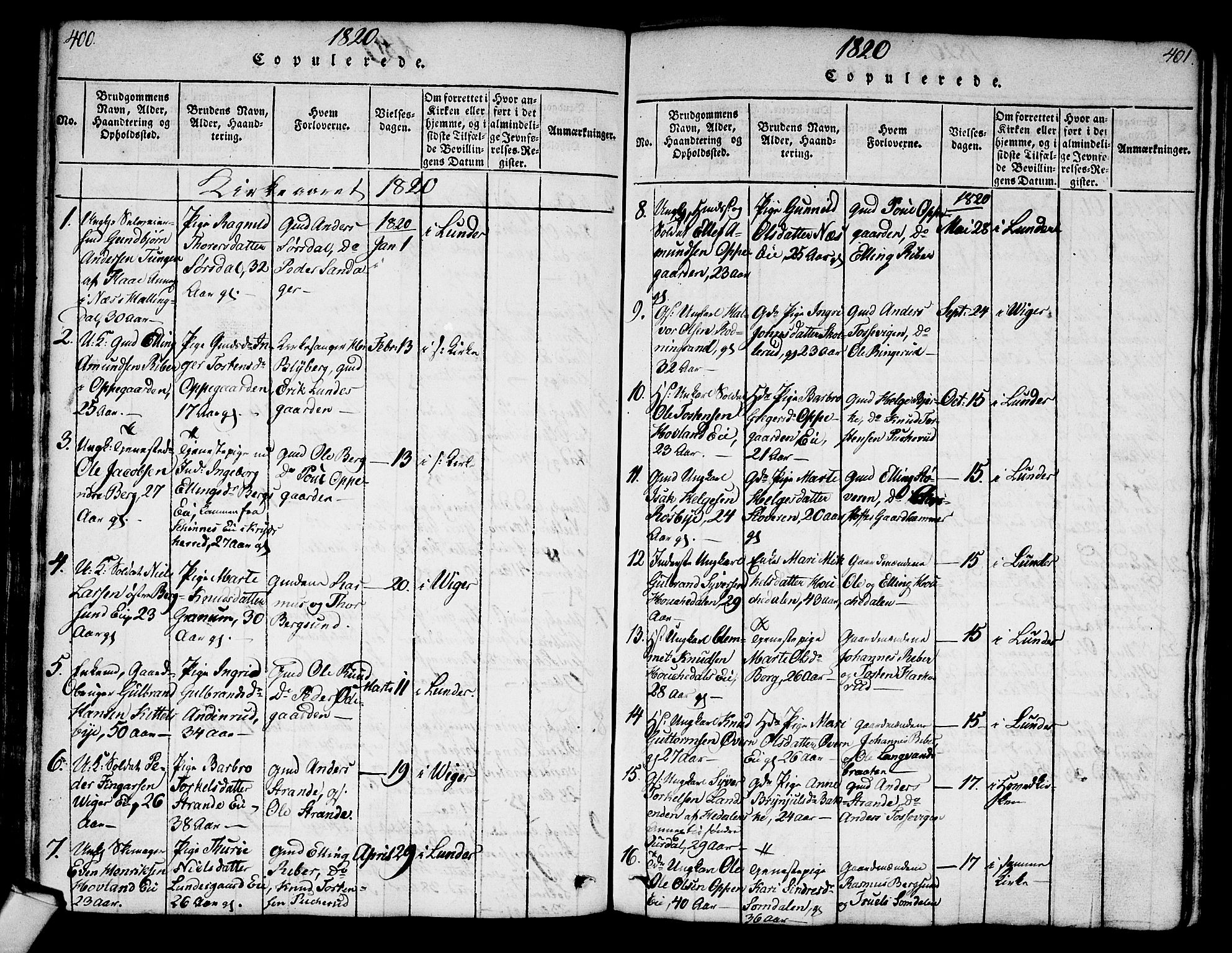 Norderhov kirkebøker, AV/SAKO-A-237/G/Ga/L0003: Klokkerbok nr. I 3 /2, 1814-1876, s. 400-401