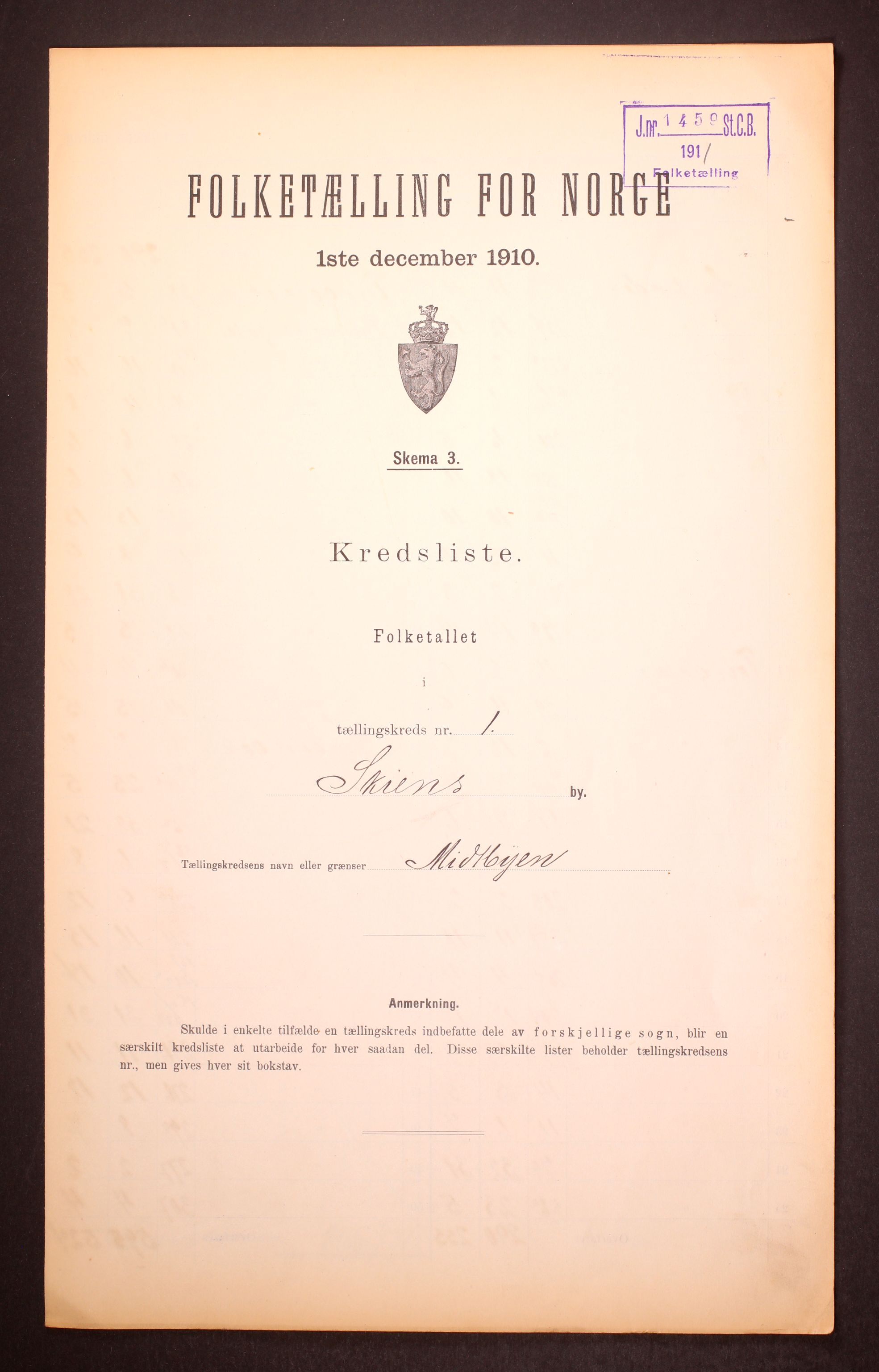 RA, Folketelling 1910 for 0806 Skien kjøpstad, 1910, s. 4
