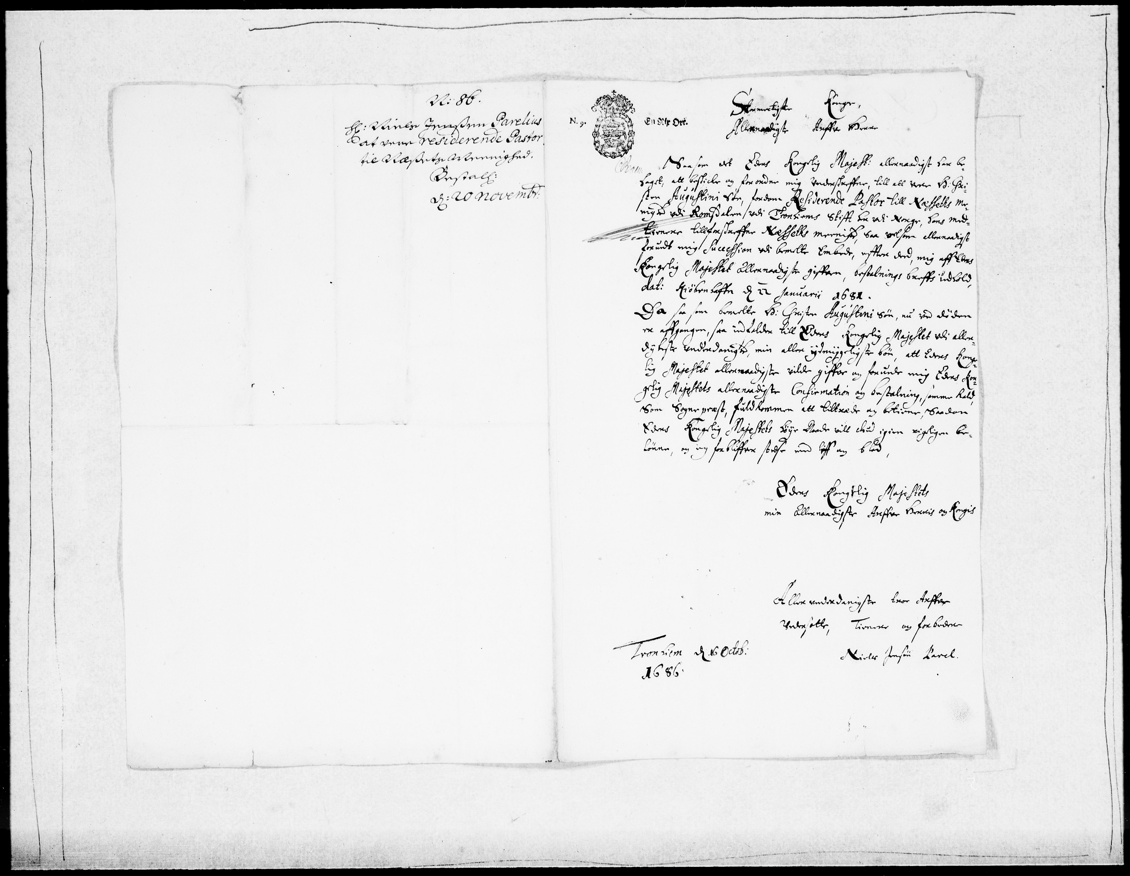 Danske Kanselli 1572-1799, AV/RA-EA-3023/F/Fc/Fcc/Fcca/L0040: Norske innlegg 1572-1799, 1686-1687, s. 251