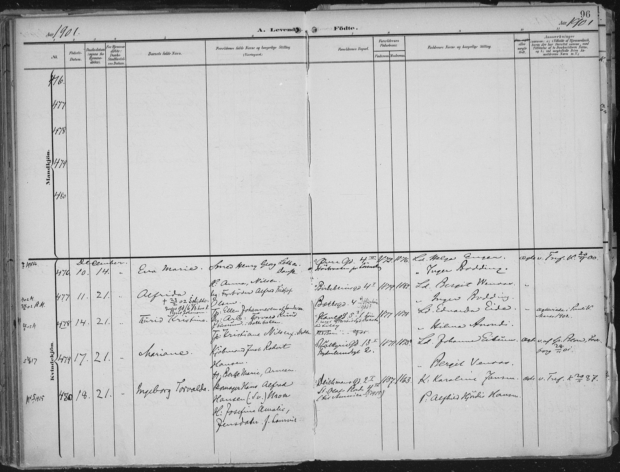 Rikshospitalet prestekontor Kirkebøker, AV/SAO-A-10309b/F/L0012: Ministerialbok nr. 12, 1901-1904, s. 96