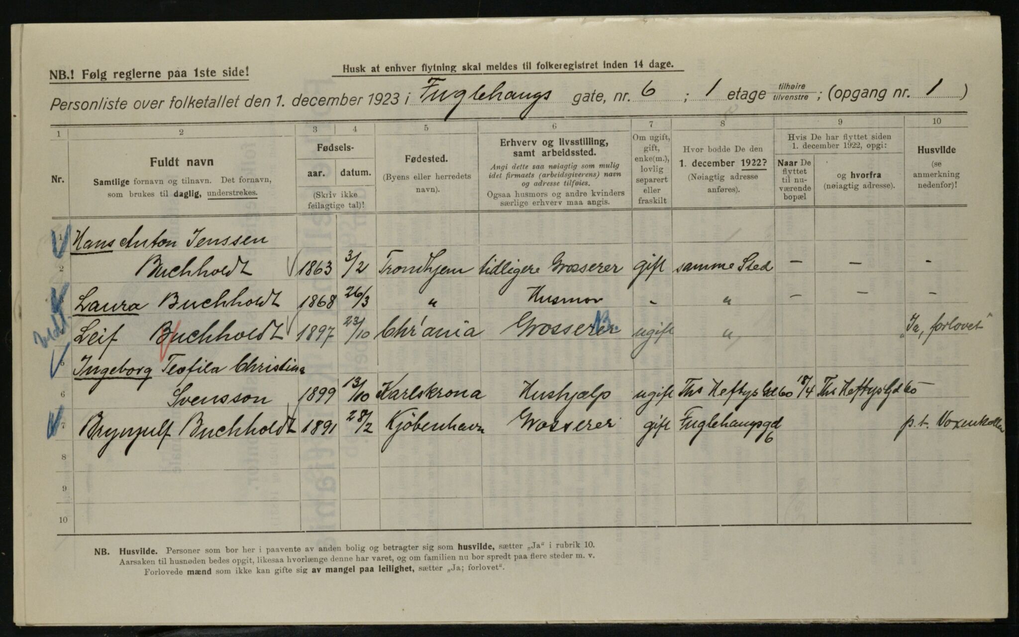 OBA, Kommunal folketelling 1.12.1923 for Kristiania, 1923, s. 31871