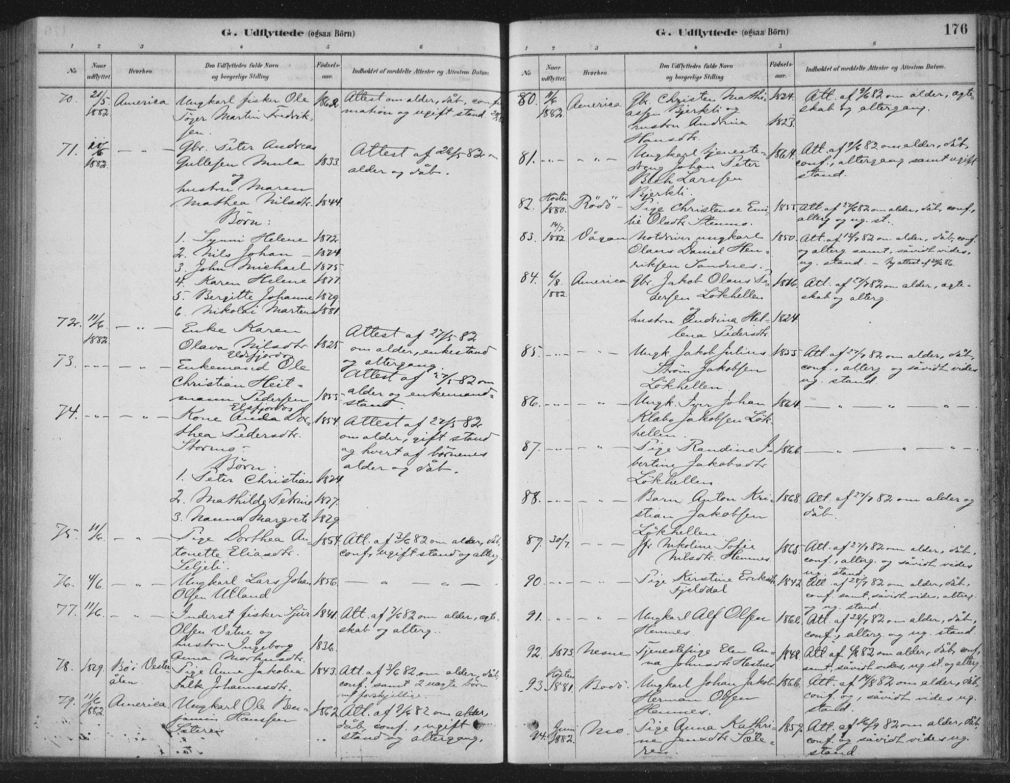 Ministerialprotokoller, klokkerbøker og fødselsregistre - Nordland, SAT/A-1459/825/L0361: Ministerialbok nr. 825A15, 1878-1893, s. 176