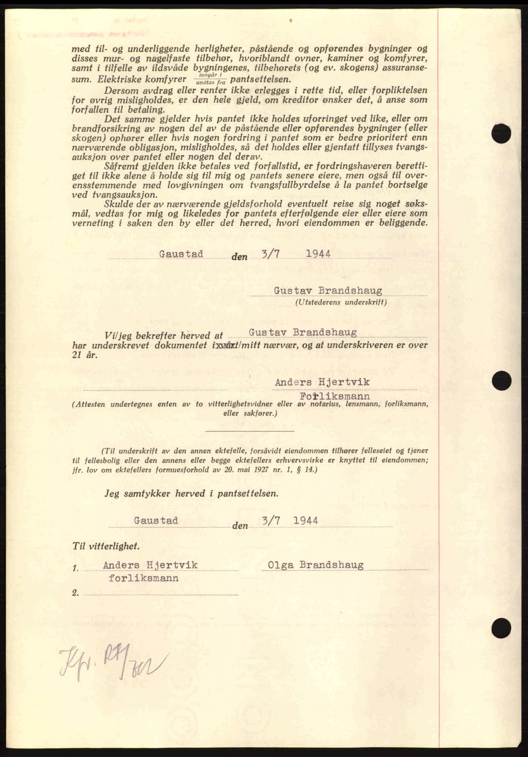Nordmøre sorenskriveri, AV/SAT-A-4132/1/2/2Ca: Pantebok nr. B92, 1944-1945, Dagboknr: 1157/1944