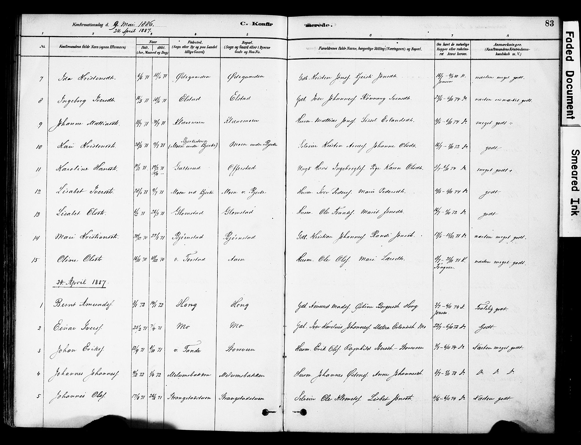 Øyer prestekontor, AV/SAH-PREST-084/H/Ha/Haa/L0009: Ministerialbok nr. 9, 1878-1893, s. 83