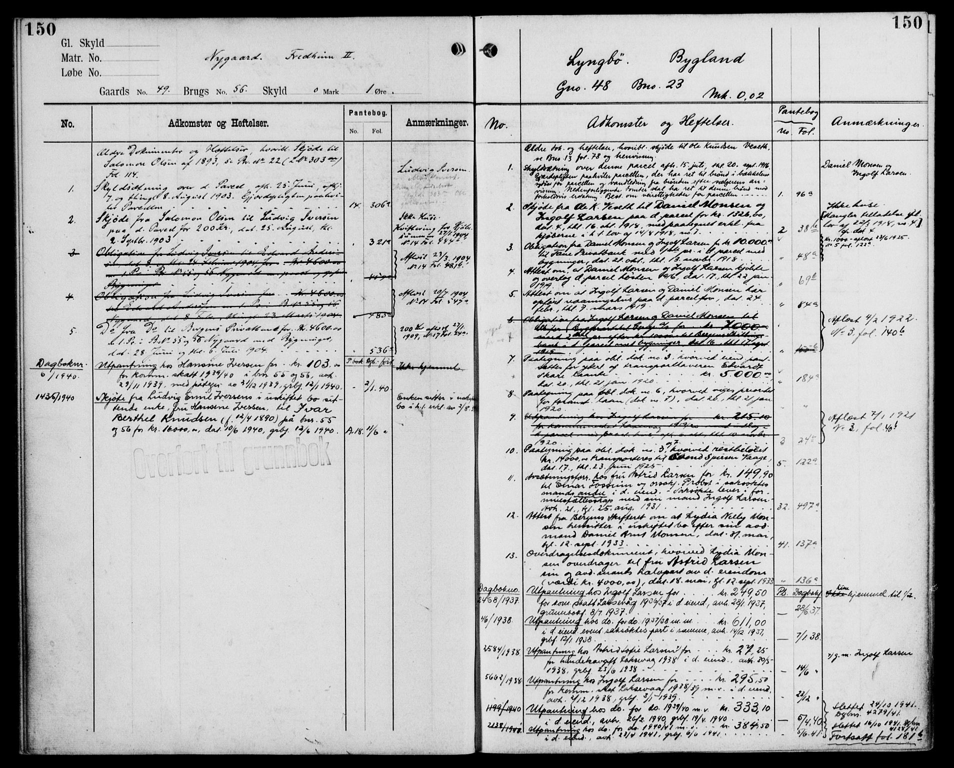 Midhordland sorenskriveri, AV/SAB-A-3001/1/G/Ga/Gab/L0110: Panteregister nr. II.A.b.110, s. 150