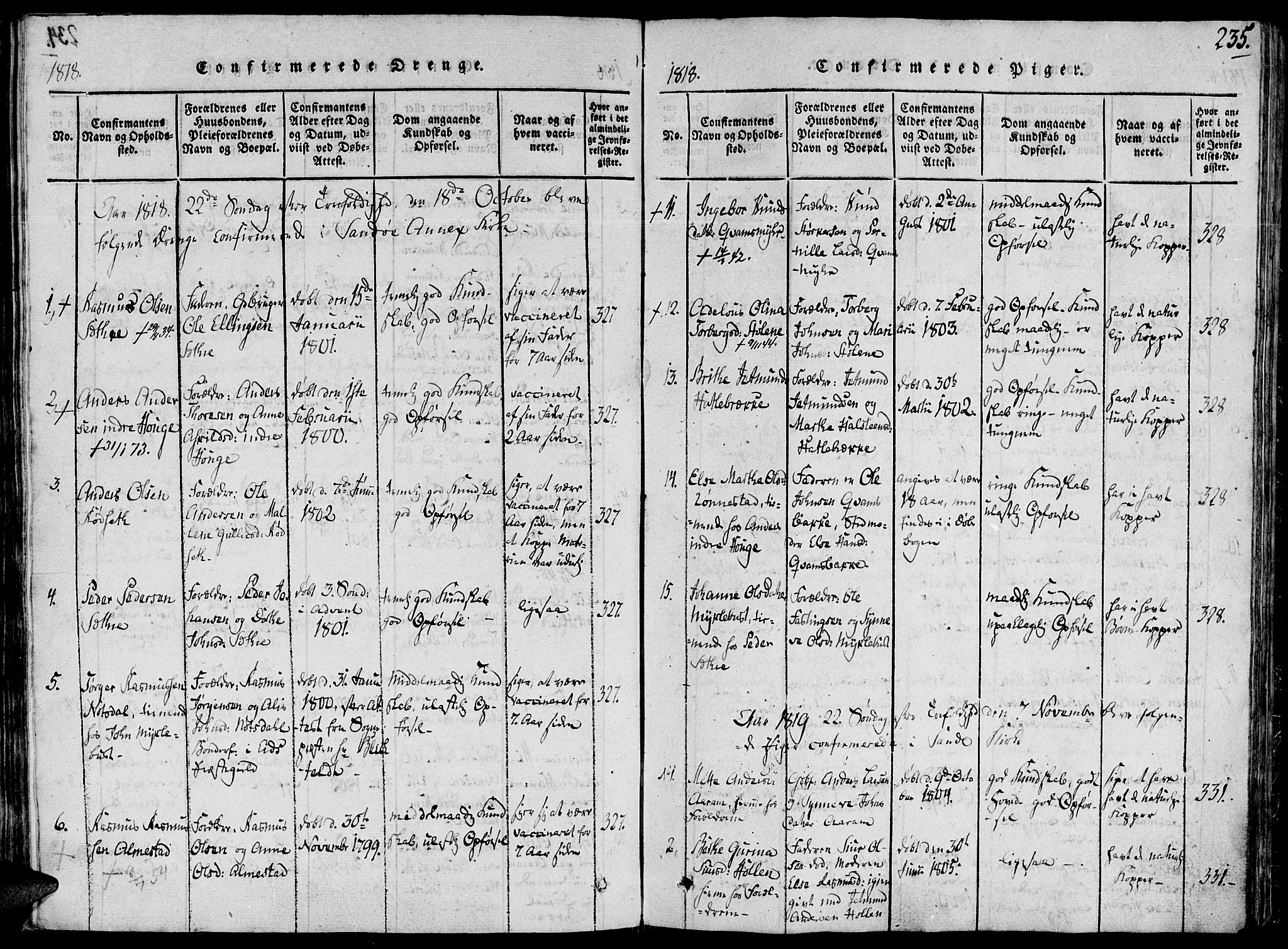 Ministerialprotokoller, klokkerbøker og fødselsregistre - Møre og Romsdal, SAT/A-1454/503/L0033: Ministerialbok nr. 503A01, 1816-1841, s. 235