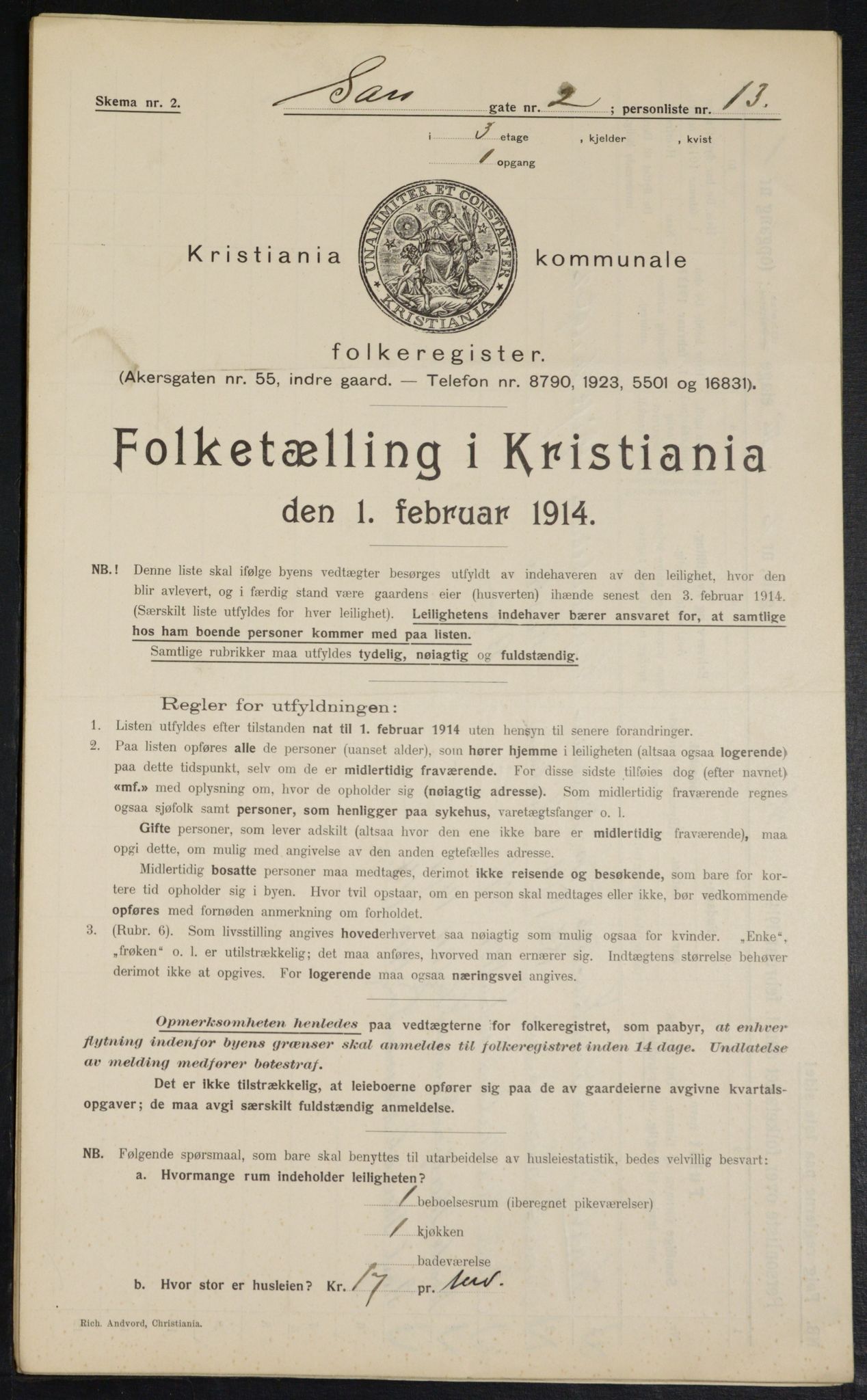 OBA, Kommunal folketelling 1.2.1914 for Kristiania, 1914, s. 89038