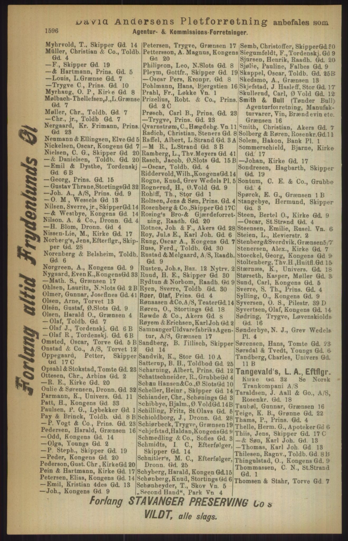 Kristiania/Oslo adressebok, PUBL/-, 1911, s. 1596