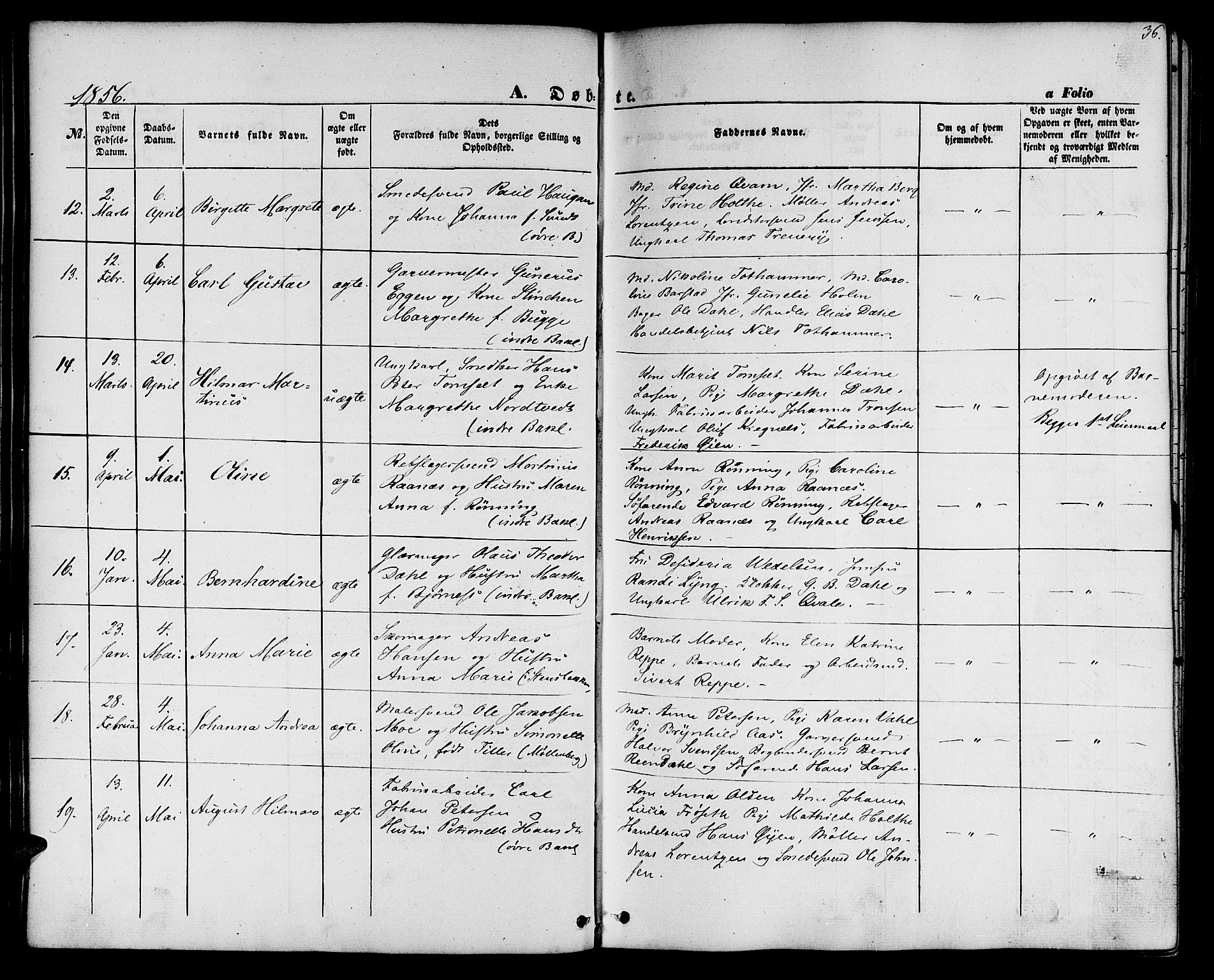 Ministerialprotokoller, klokkerbøker og fødselsregistre - Sør-Trøndelag, SAT/A-1456/604/L0184: Ministerialbok nr. 604A05, 1851-1860, s. 36