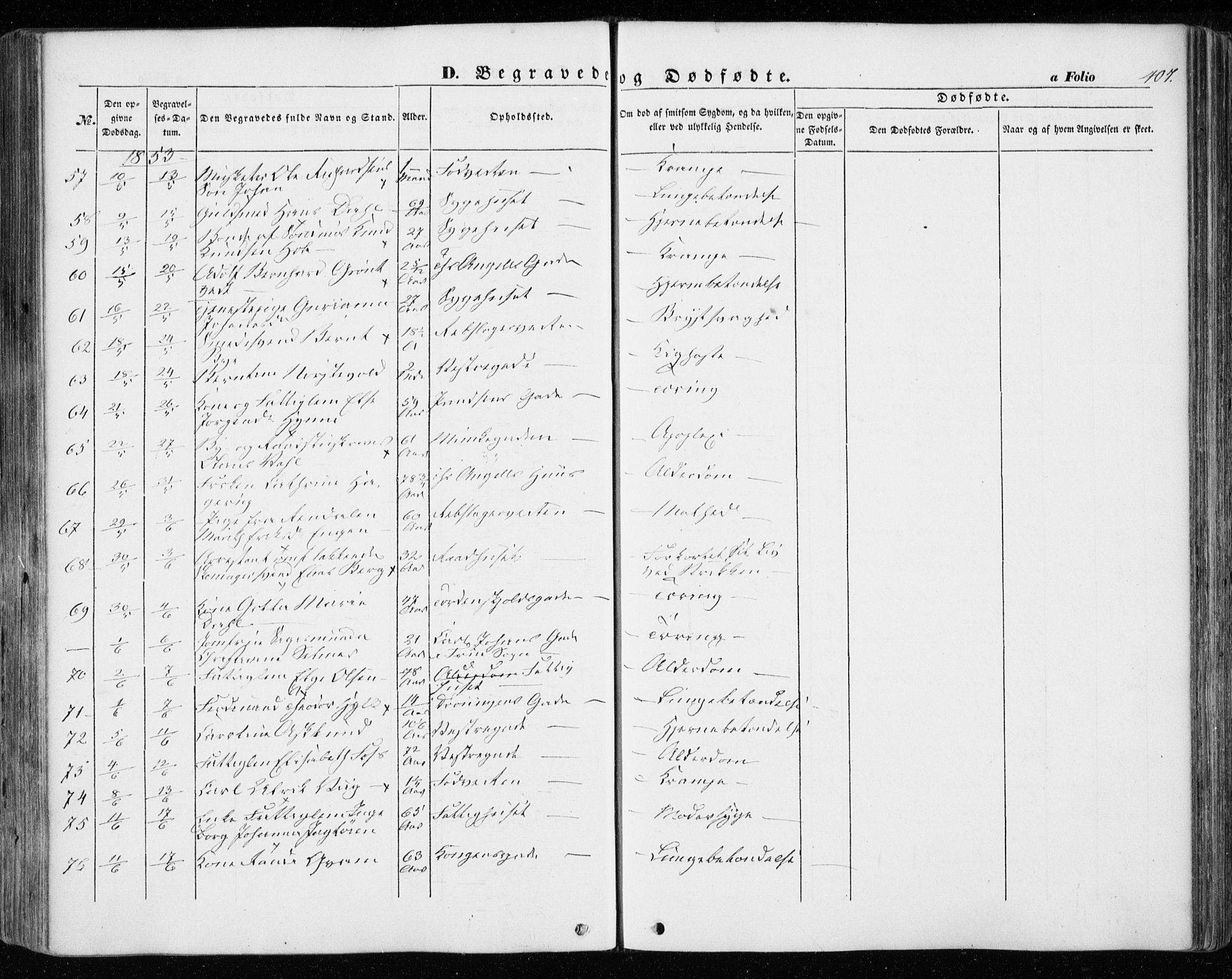Ministerialprotokoller, klokkerbøker og fødselsregistre - Sør-Trøndelag, SAT/A-1456/601/L0051: Ministerialbok nr. 601A19, 1848-1857, s. 407