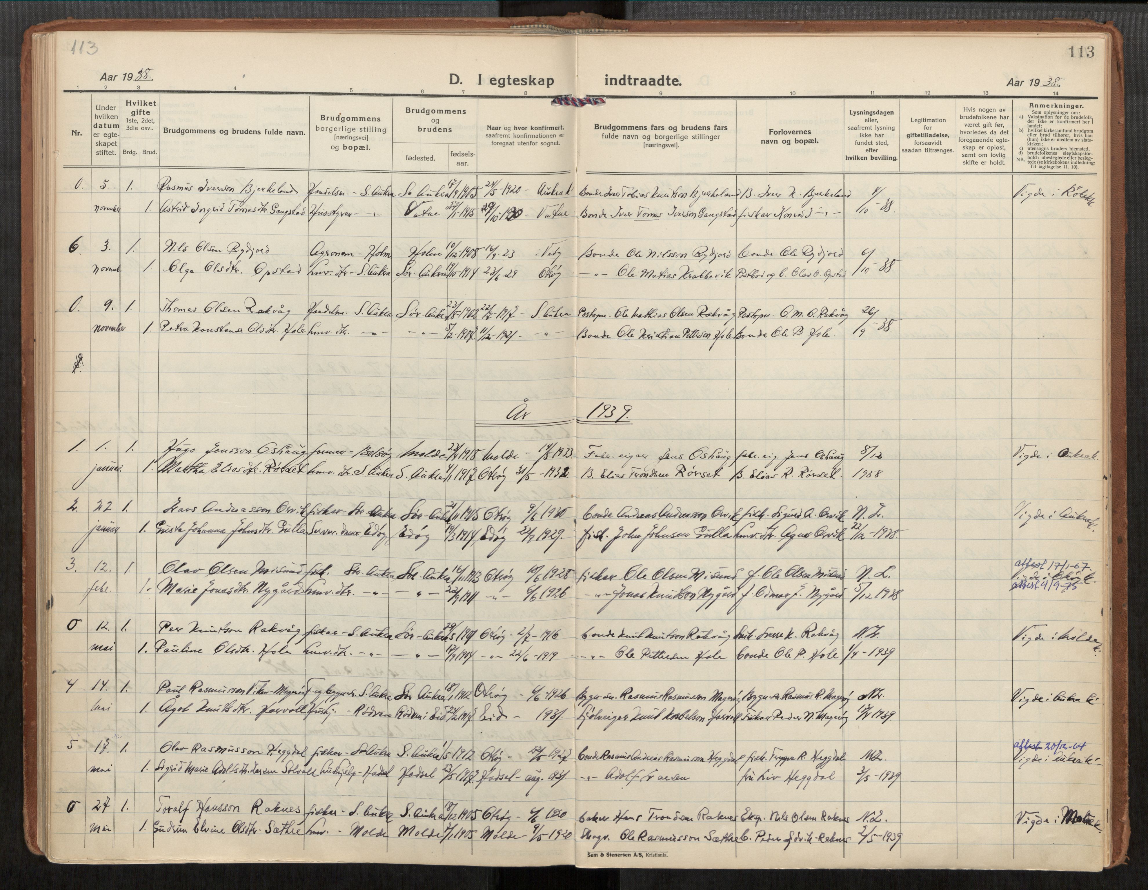 Ministerialprotokoller, klokkerbøker og fødselsregistre - Møre og Romsdal, SAT/A-1454/563/L0741: Ministerialbok nr. 563A03, 1924-1945, s. 113