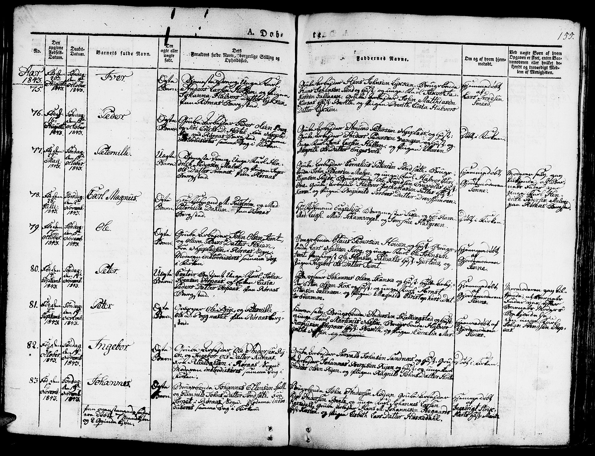 Ministerialprotokoller, klokkerbøker og fødselsregistre - Sør-Trøndelag, SAT/A-1456/681/L0938: Klokkerbok nr. 681C02, 1829-1879, s. 155