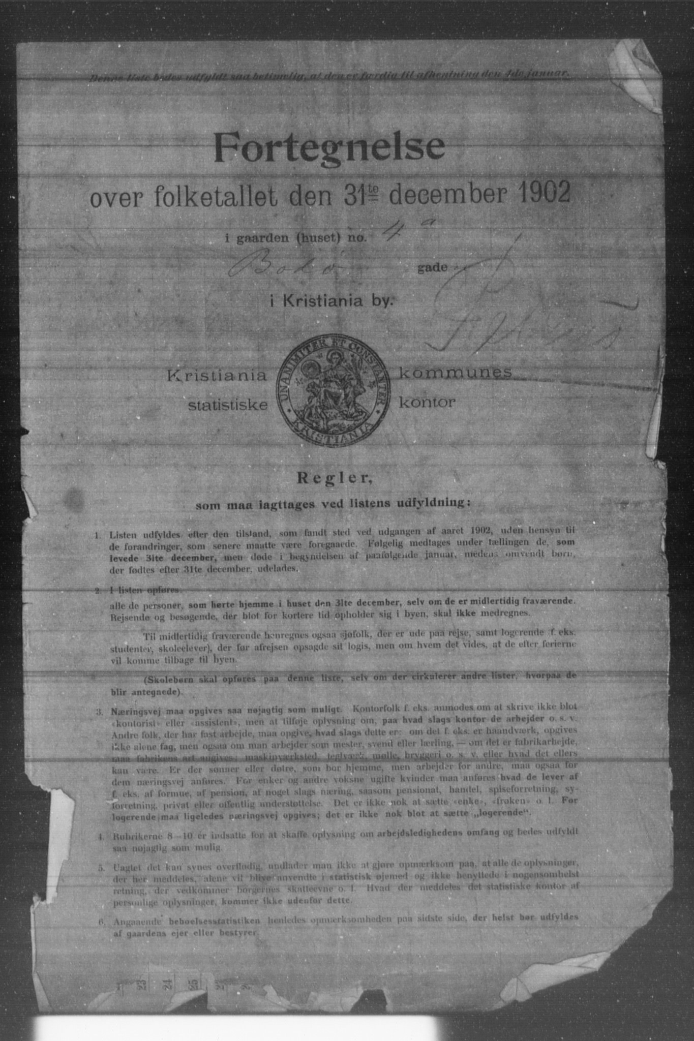 OBA, Kommunal folketelling 31.12.1902 for Kristiania kjøpstad, 1902, s. 1302
