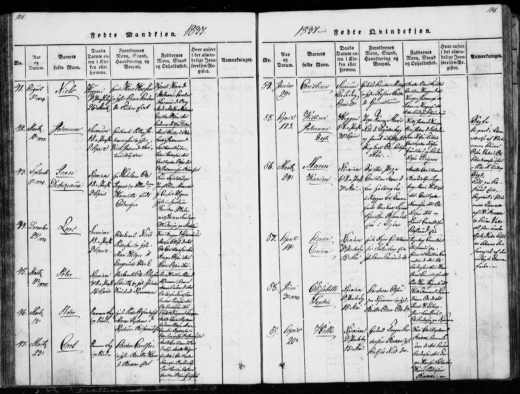 Modum kirkebøker, AV/SAKO-A-234/G/Ga/L0003: Klokkerbok nr. I 3, 1832-1842, s. 105-106