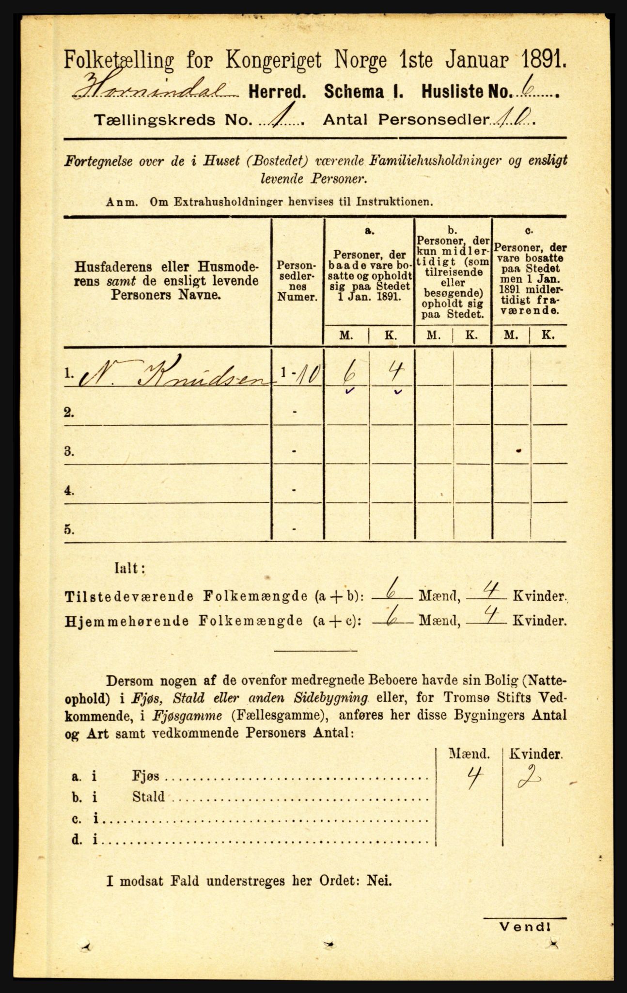 RA, Folketelling 1891 for 1444 Hornindal herred, 1891, s. 29